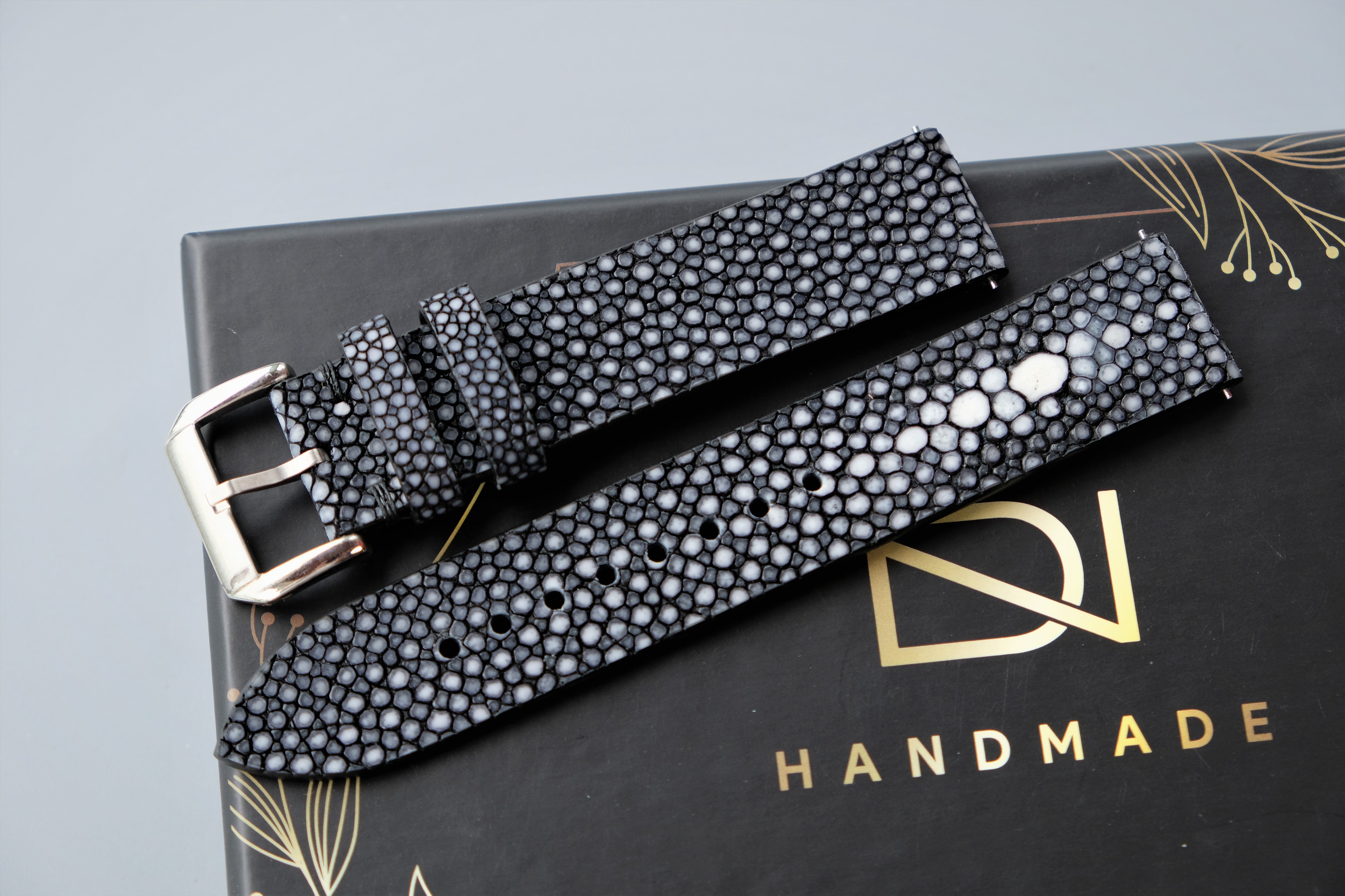 Black Stingray Watch Strap 1 Pearl In The Center