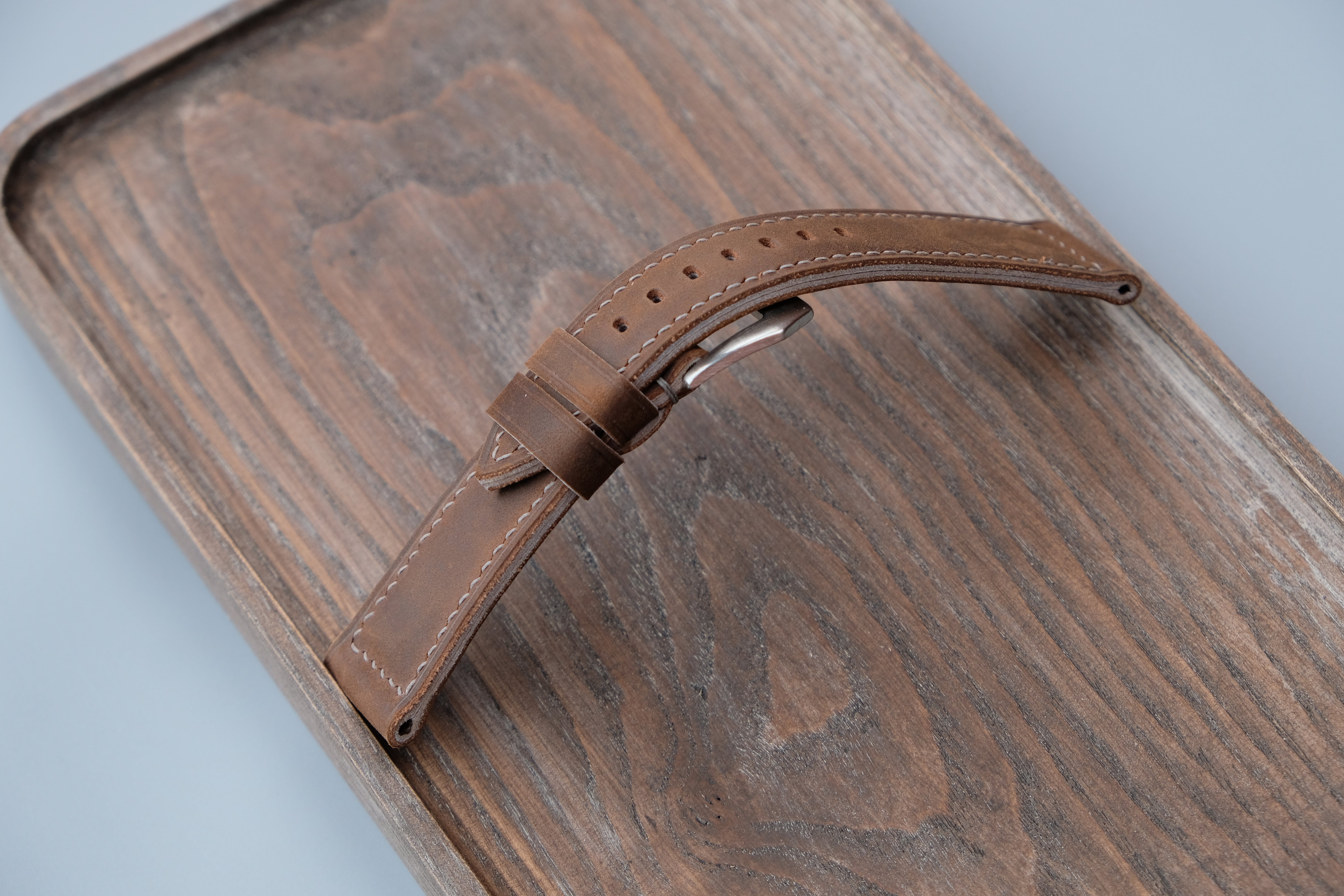 Vintage Brown Leather Watch Strap, Custom Sizes 26mm–22mm, Fits Panerai Style Watches