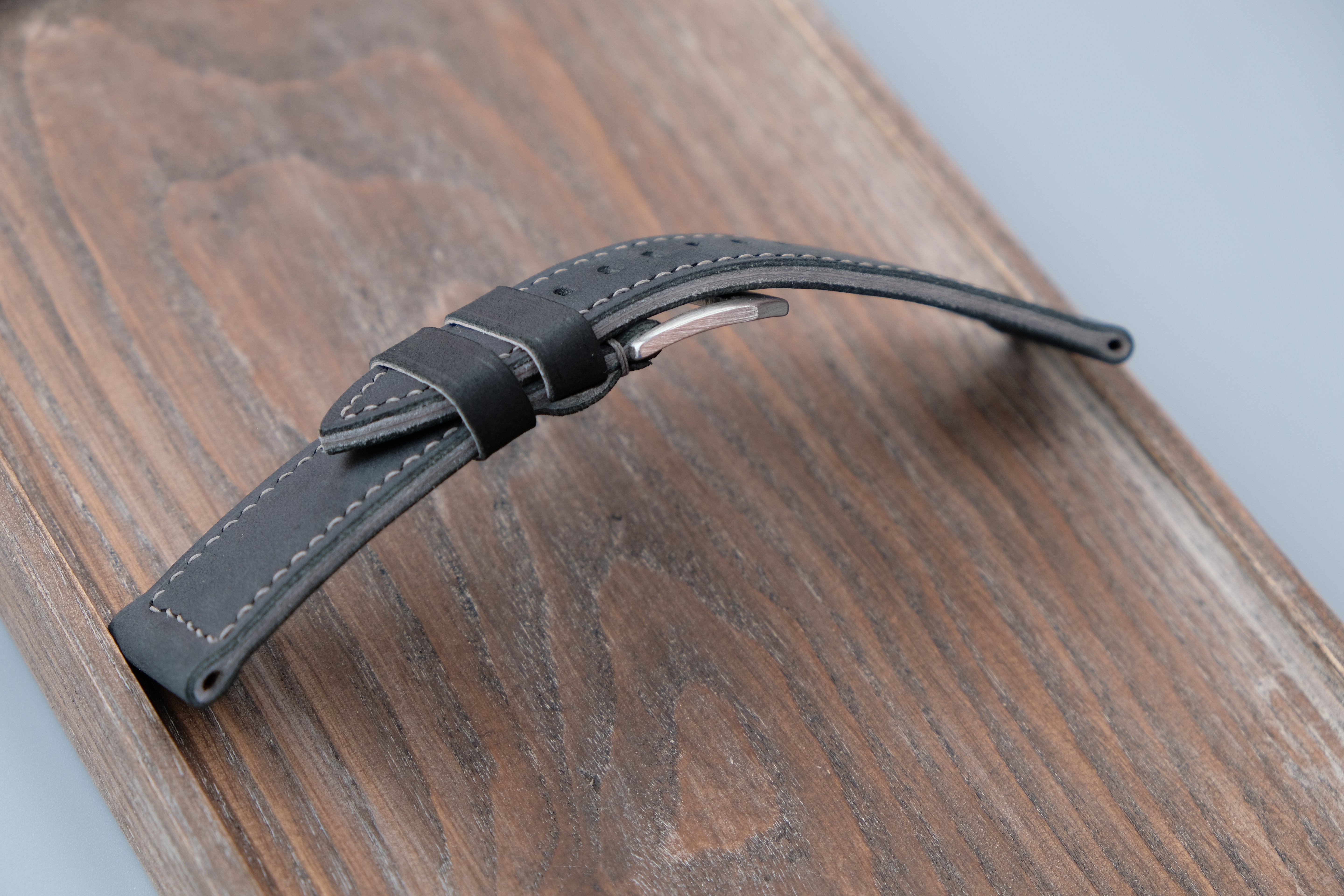 Vintage Black Leather Watch Strap, Custom Sizes 26mm–22mm, Fits Panerai Style Watches