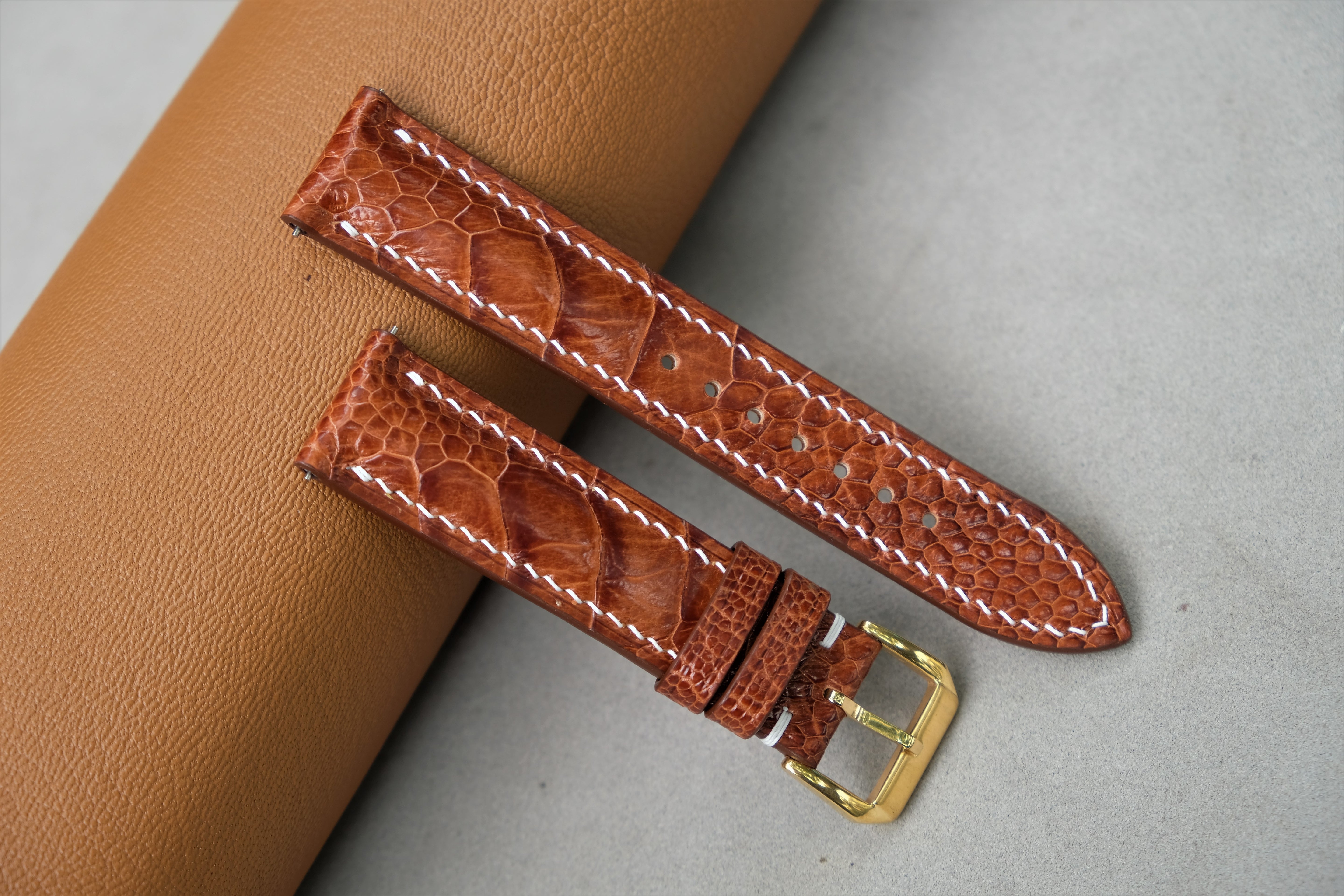 Brown Ostrich Leather Watch Strap