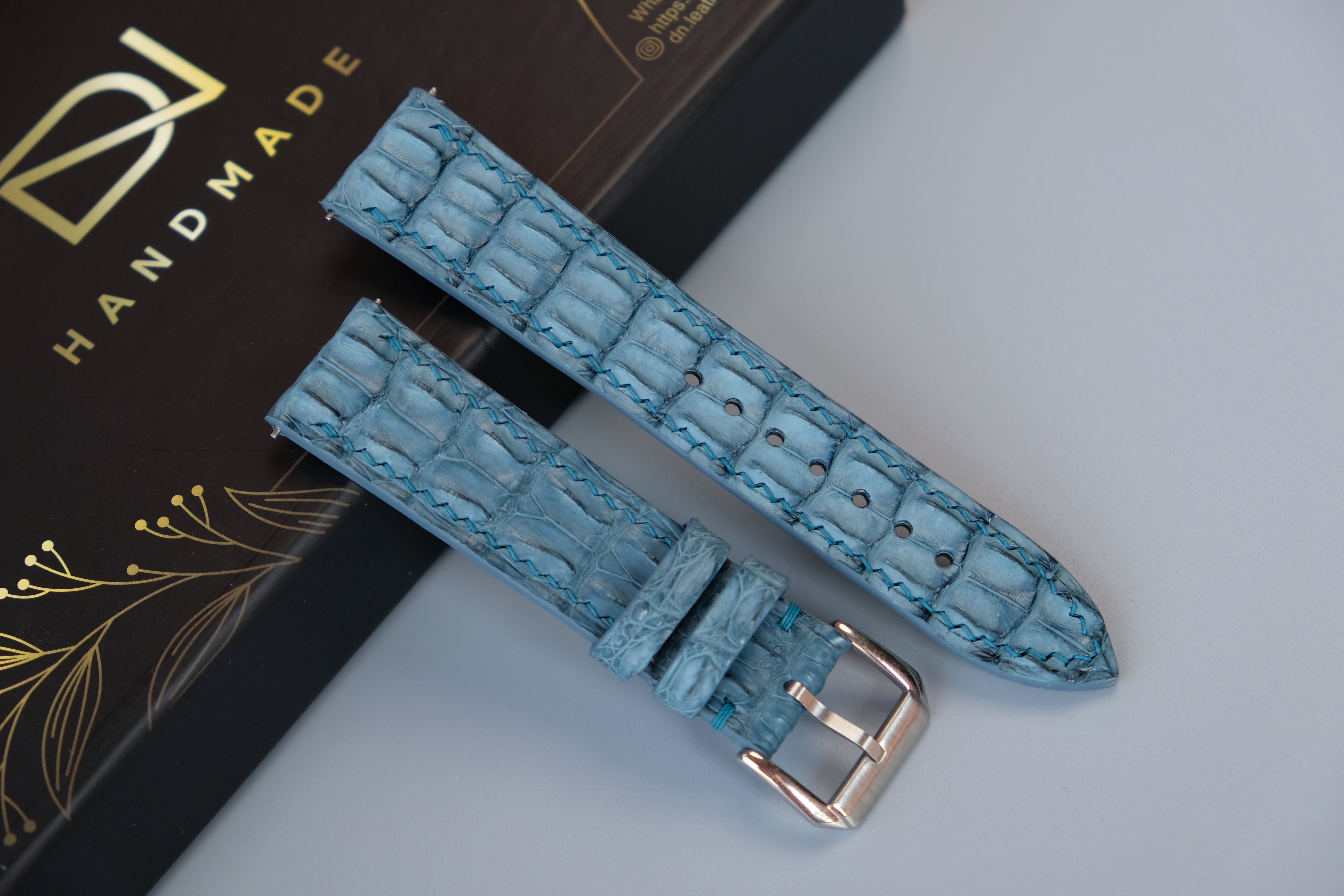 Alligator Horn Leather Watch Strap – Custom Sizes 17 mm to 26mm