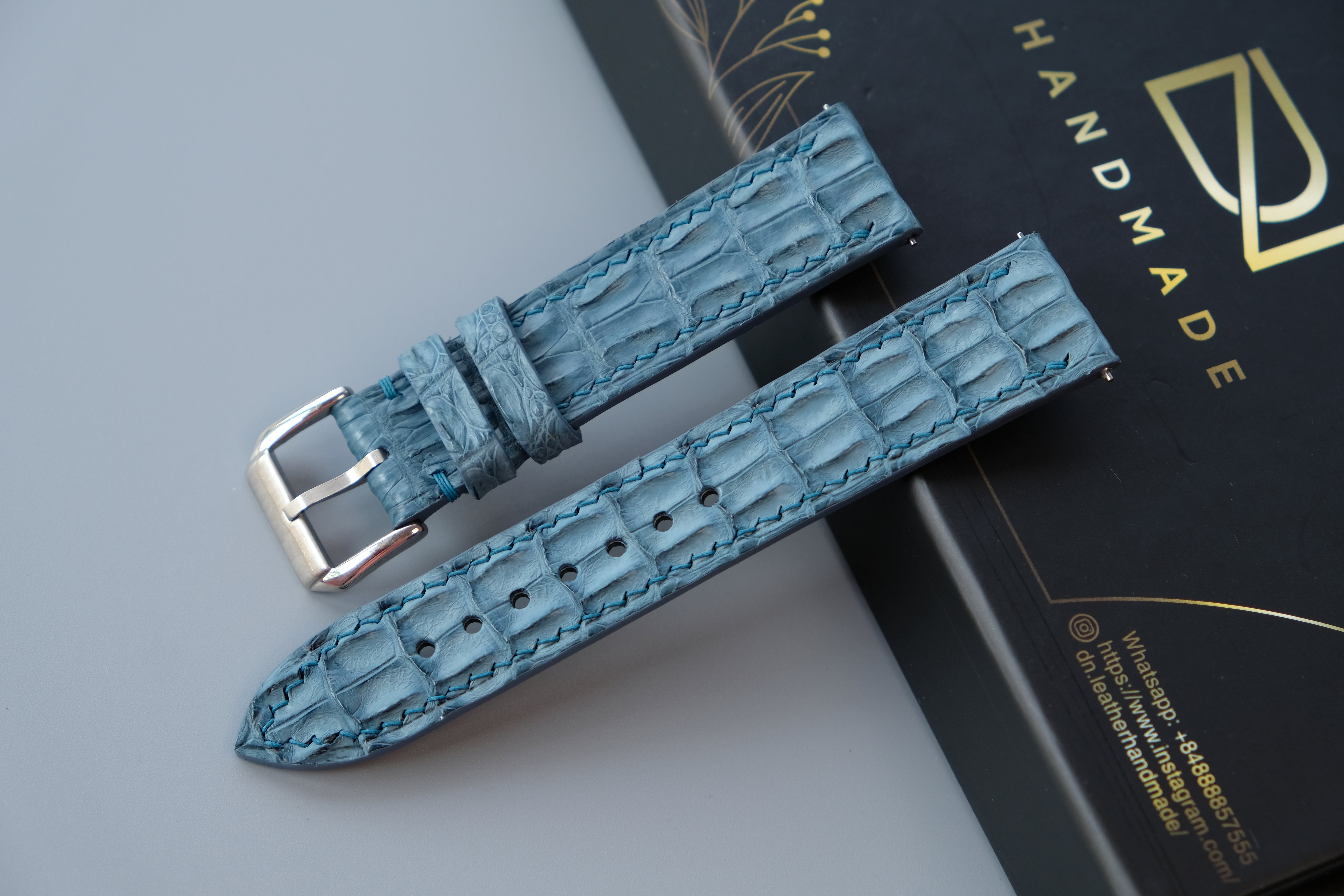 Alligator Horn Leather Watch Strap – Custom Sizes 17 mm to 26mm