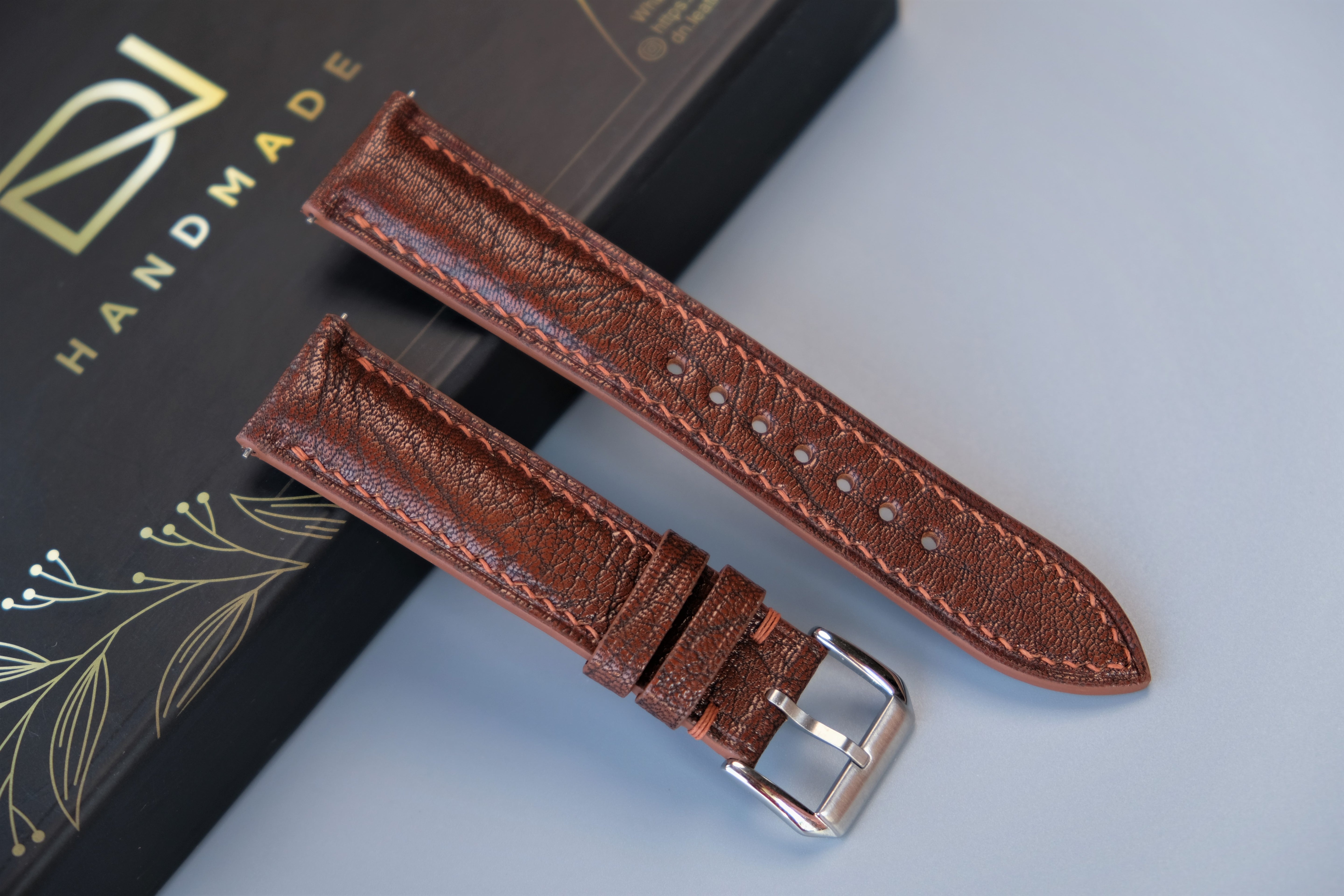 MOCHA BROWN Alran PATNAT Goat Leather Watch Strap – Custom Sizes 10mm to 26mm