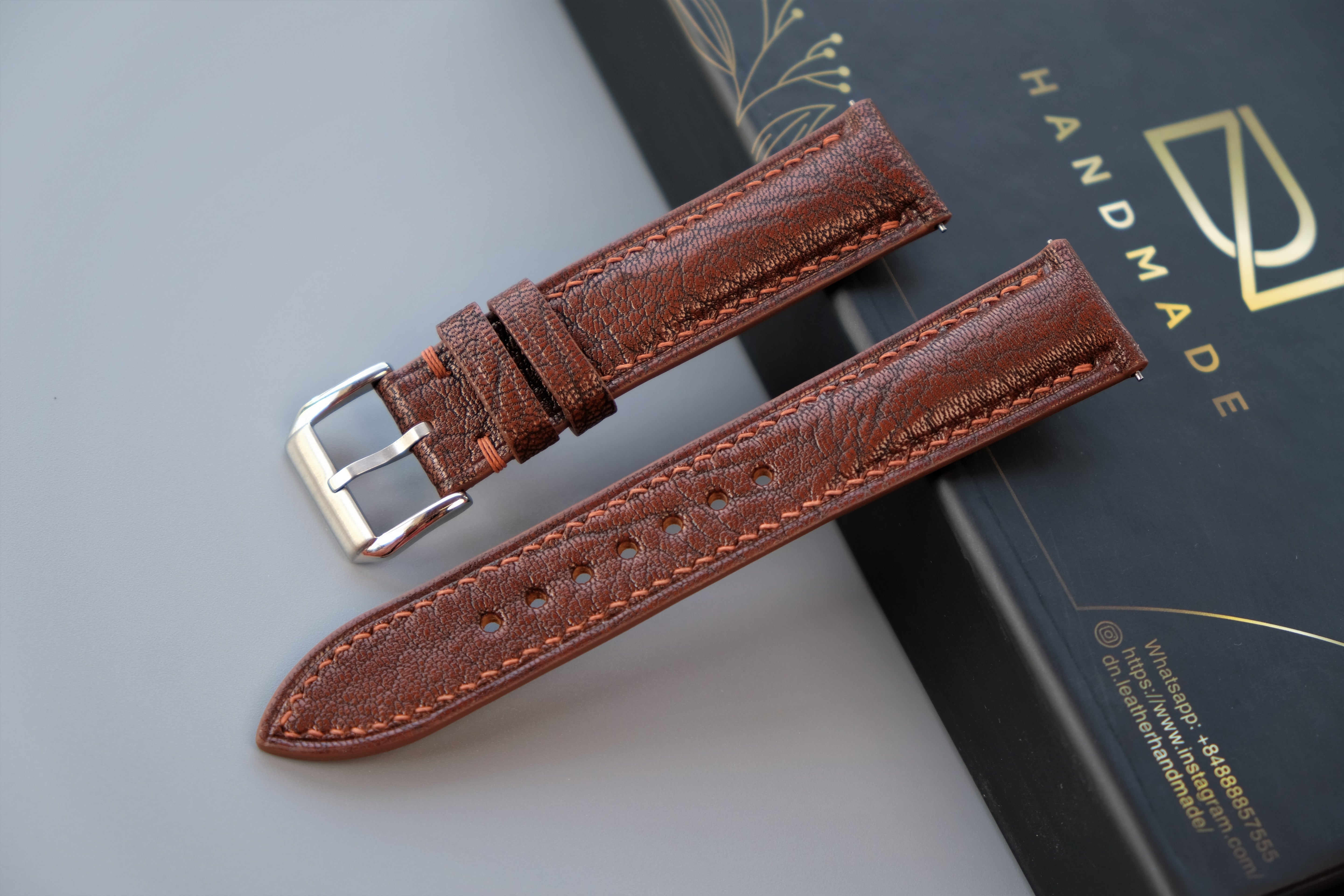 MOCHA BROWN Alran PATNAT Goat Leather Watch Strap – Custom Sizes 10mm to 26mm