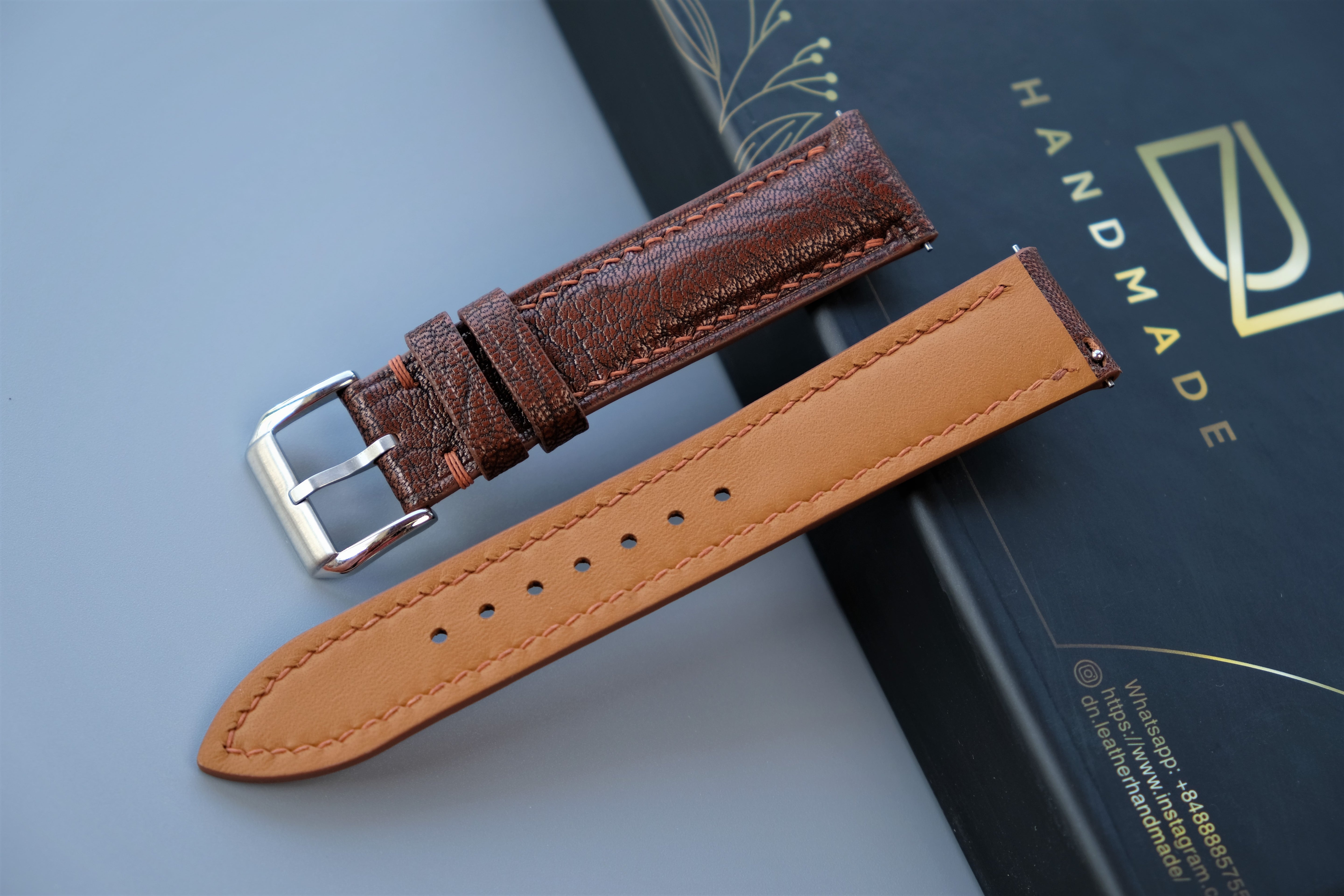 MOCHA BROWN Alran PATNAT Goat Leather Watch Strap – Custom Sizes 10mm to 26mm