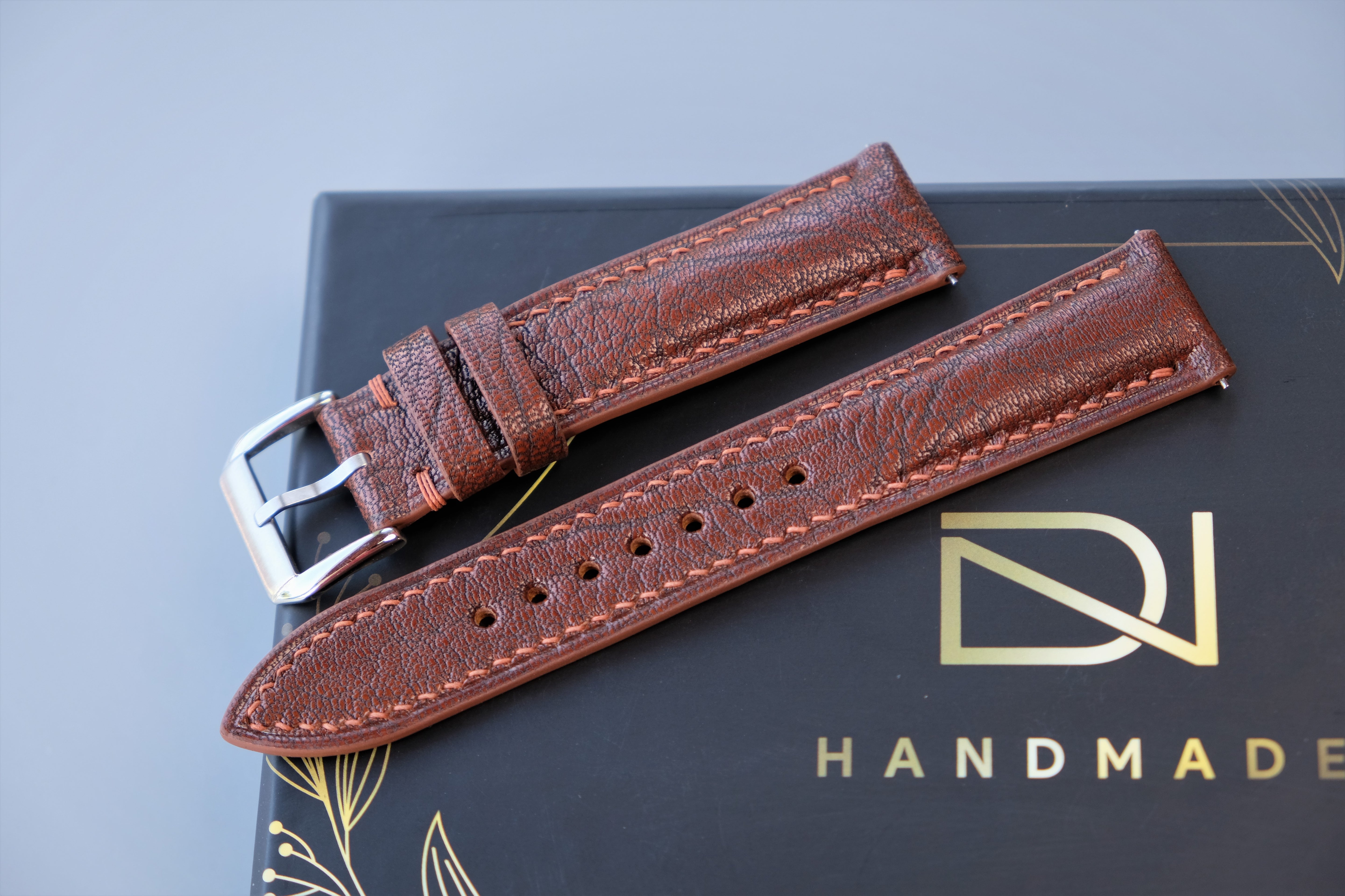 MOCHA BROWN Alran PATNAT Goat Leather Watch Strap – Custom Sizes 10mm to 26mm