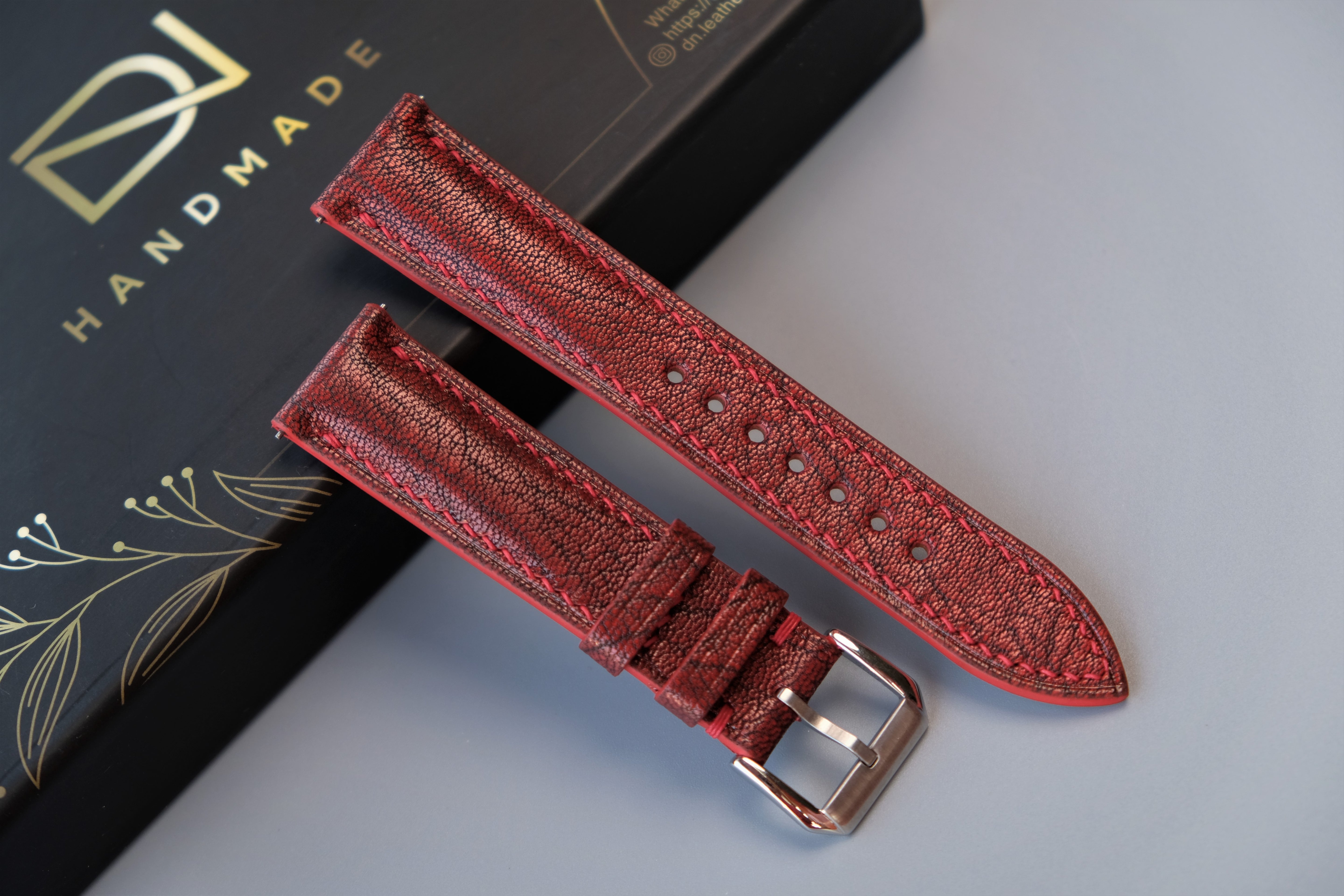 RED WINE Alran PATNAT Goat Leather Watch Strap – Custom Sizes 10mm to 26mm