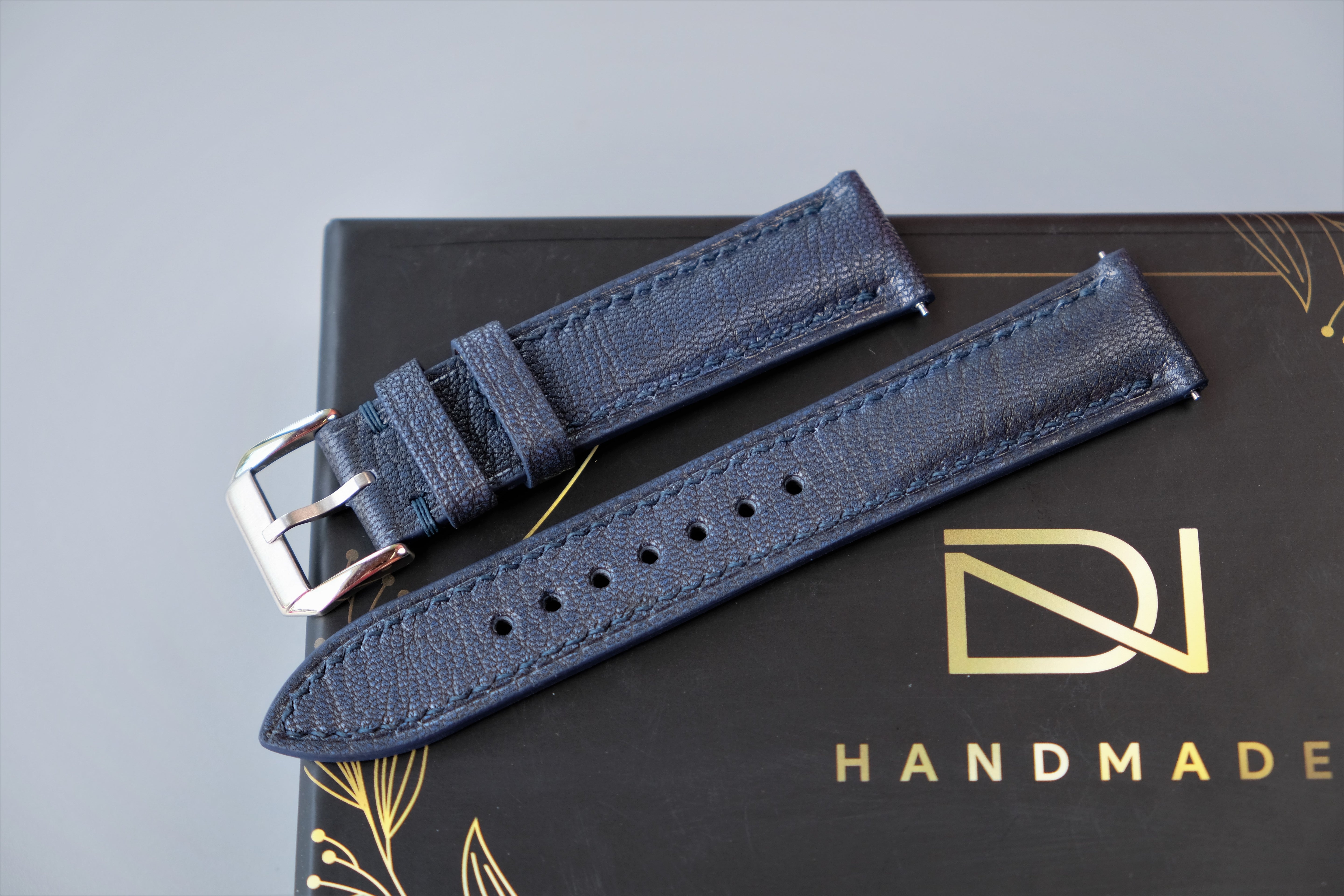 DEEP BLUE Alran PATNAT Goat Leather Watch Strap – Custom Sizes 10mm to 26mm