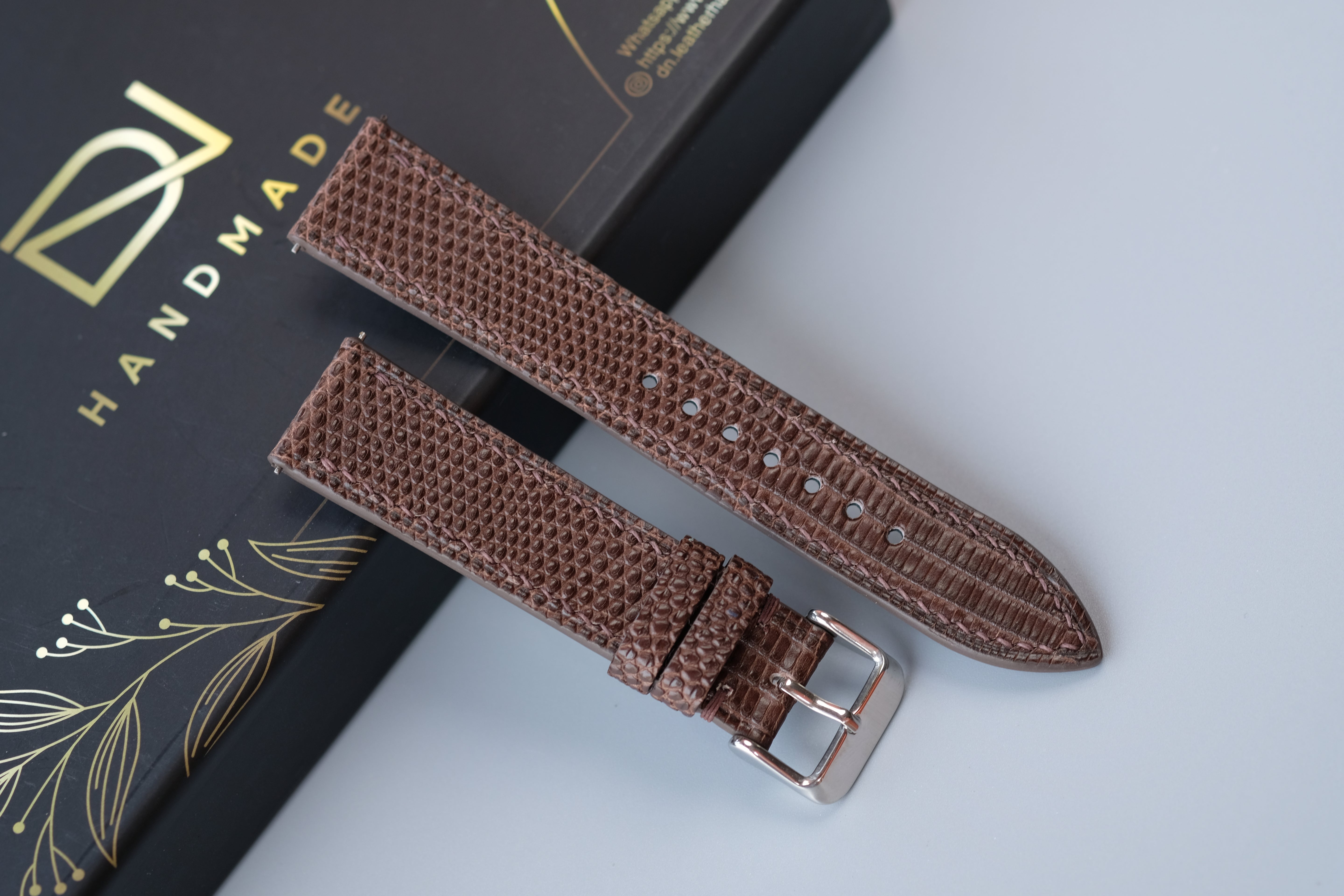 Brown Lizard Leather Watch Strap – Custom Sizes 10mm to 26mm
