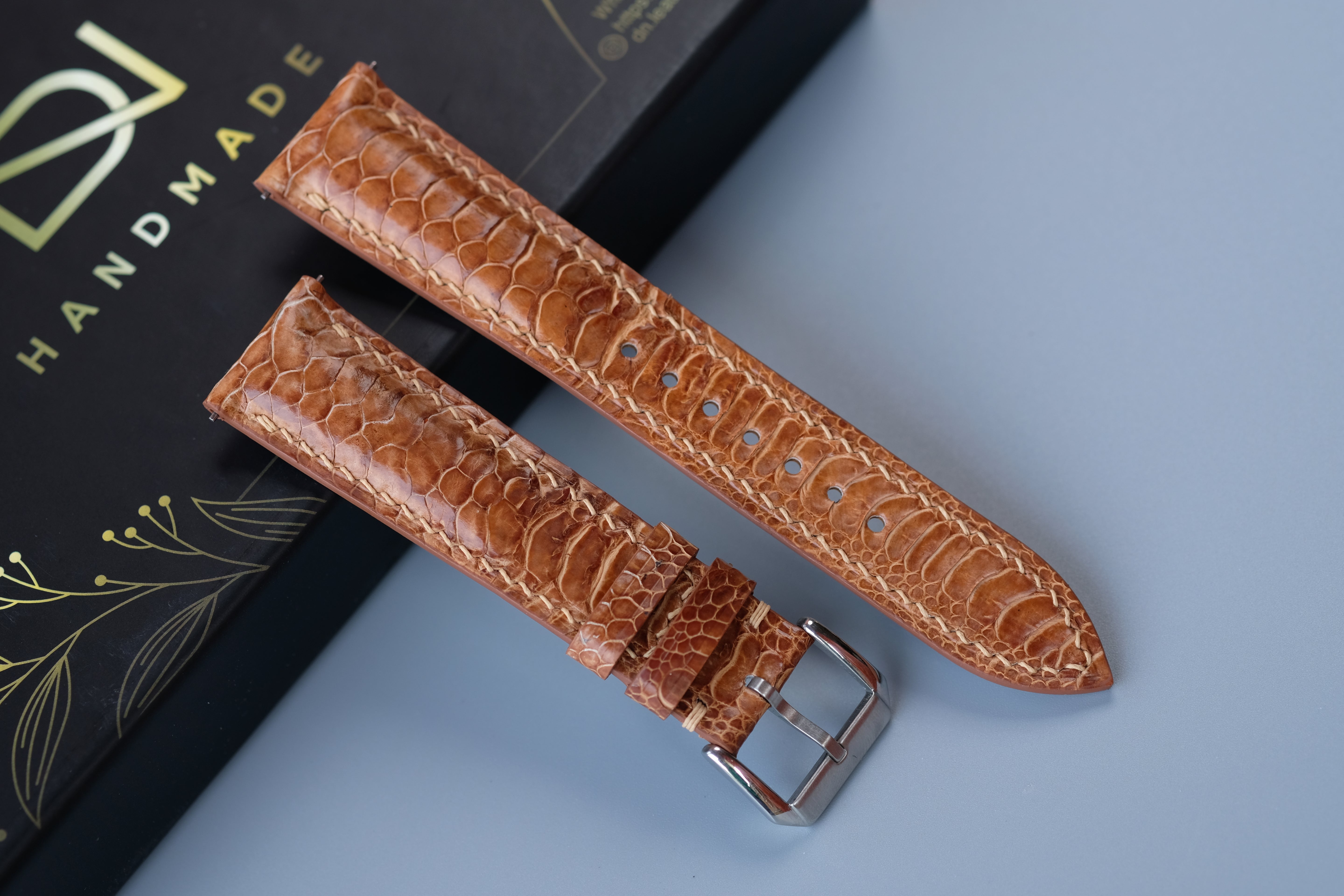 Light Brown Chicken feet Leather Watch Strap – Custom Sizes 10mm to 26mm