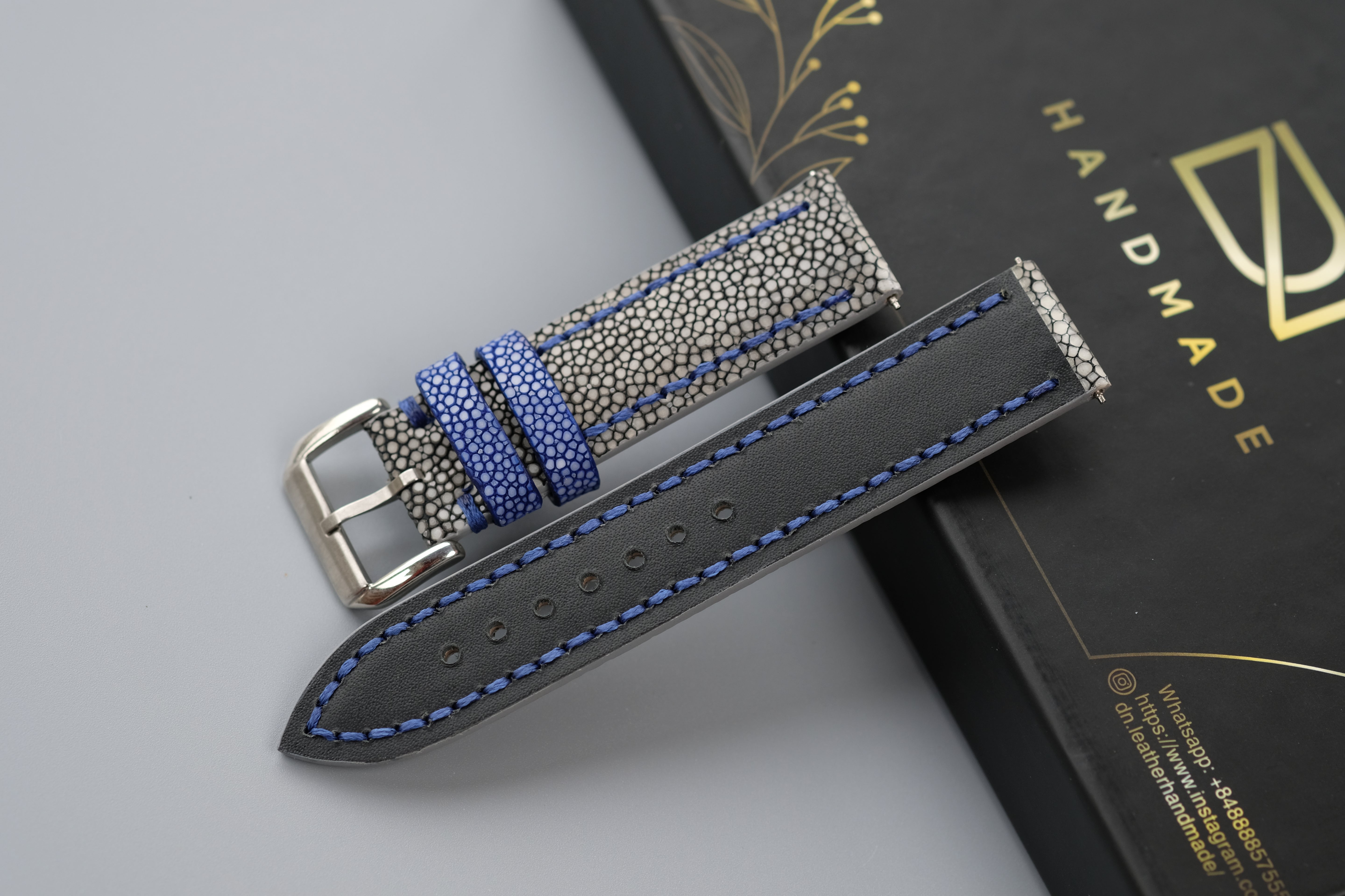 Gray Stingray Leather Watch Strap