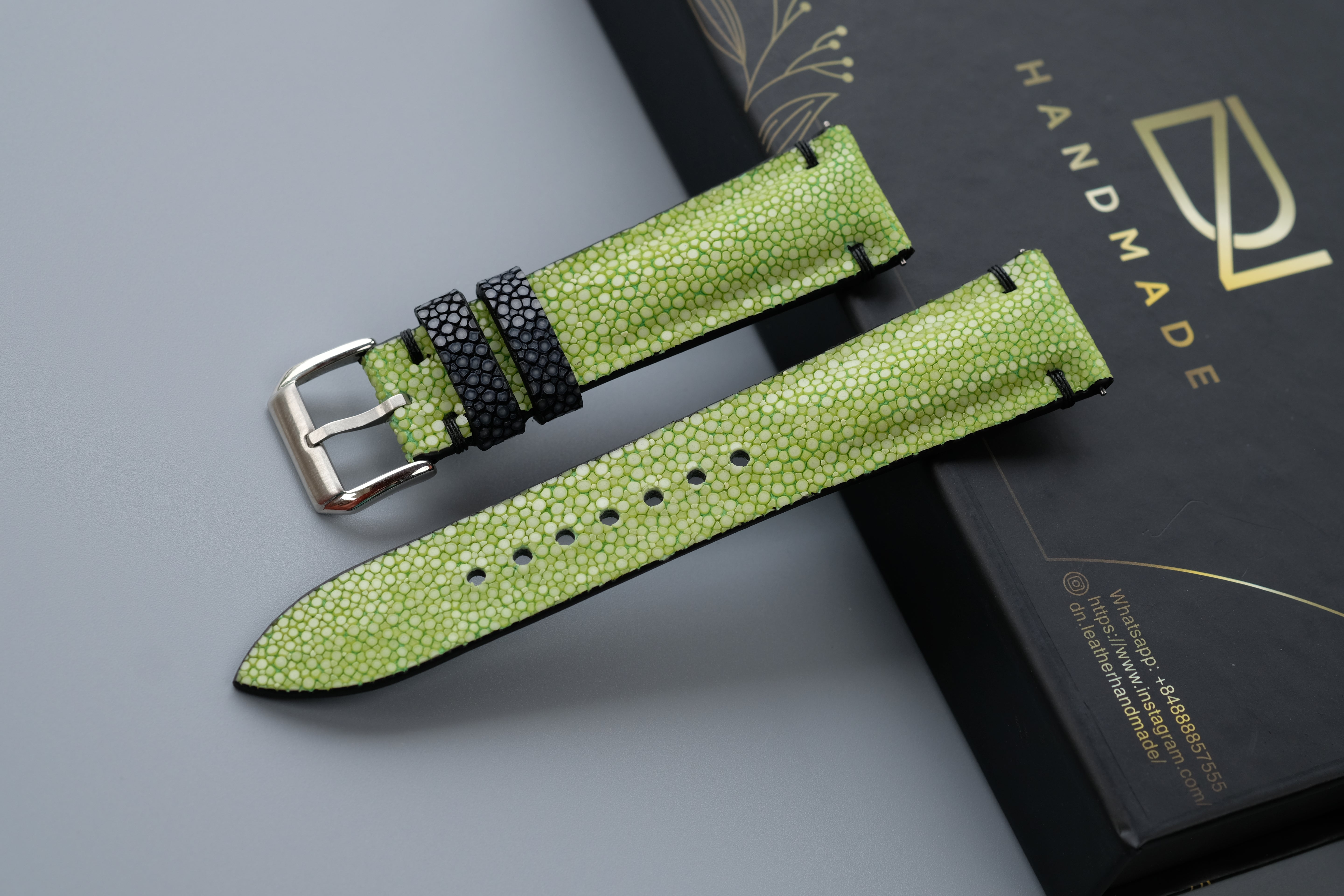 Light Green Stingray Leather Watch Strap