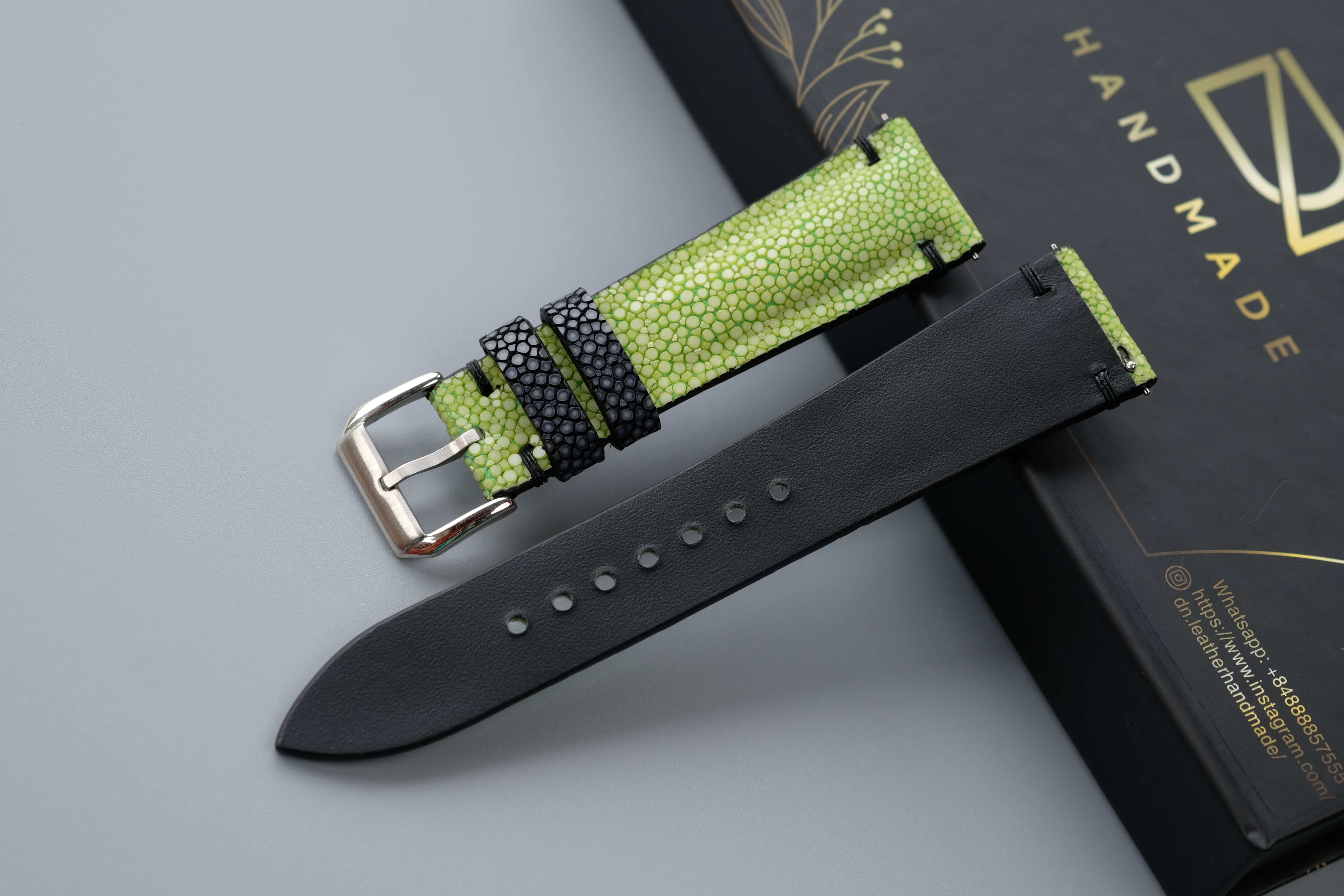 Light Green Stingray Leather Watch Strap
