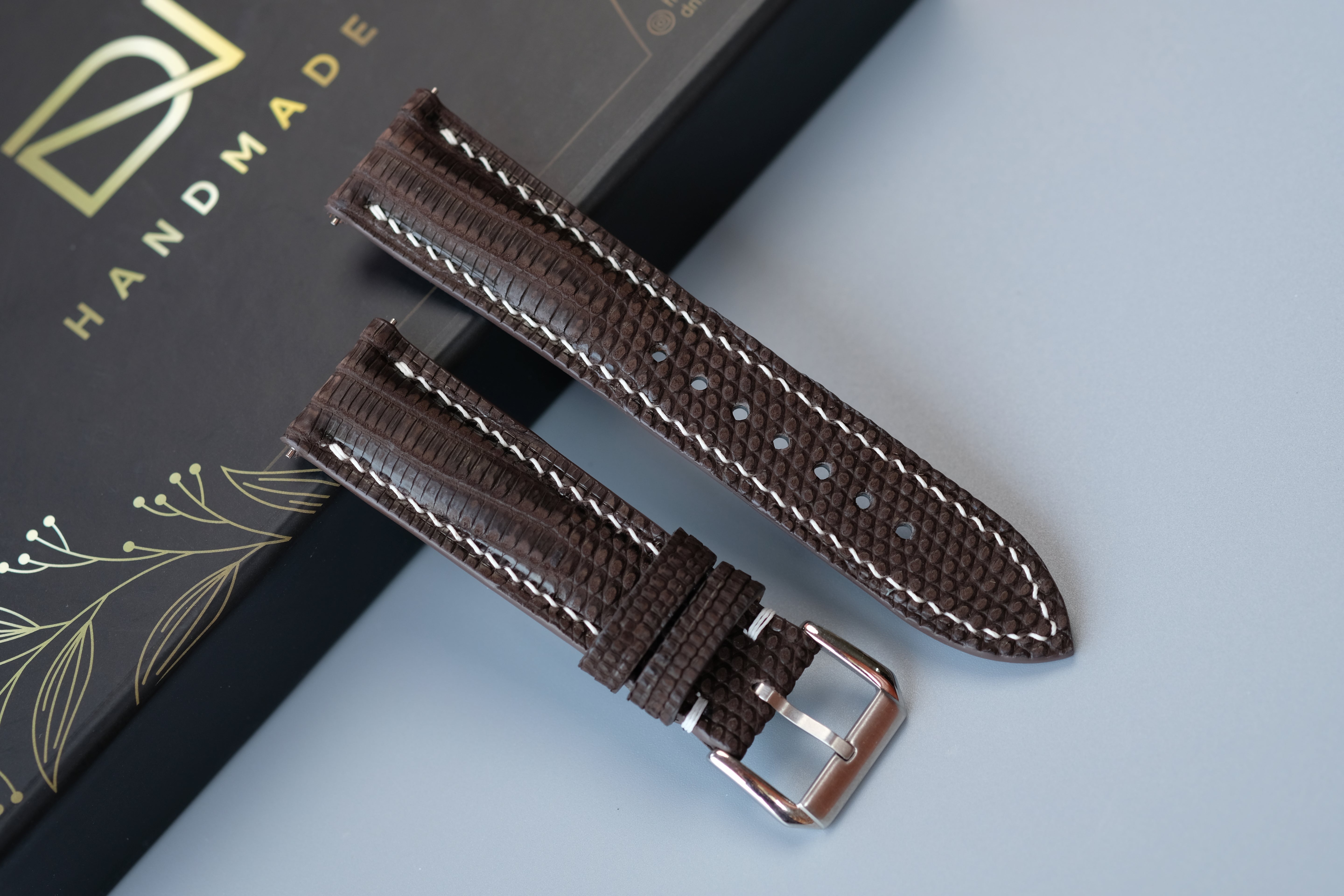 Brown Nubuck Lizard Leather Watch Strap – Custom Sizes 10mm to 26mm