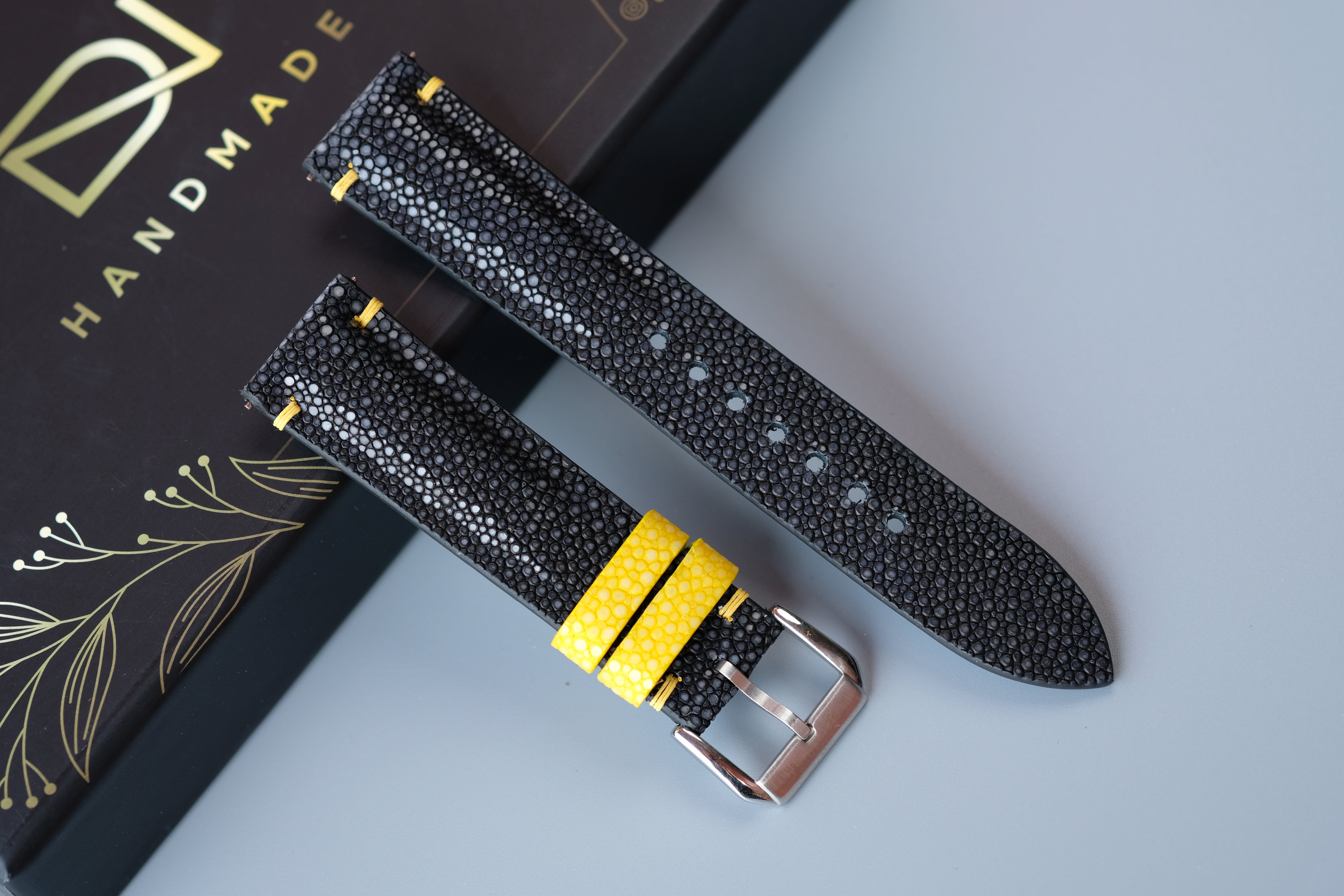 Black Stingray Leather Watch Strap