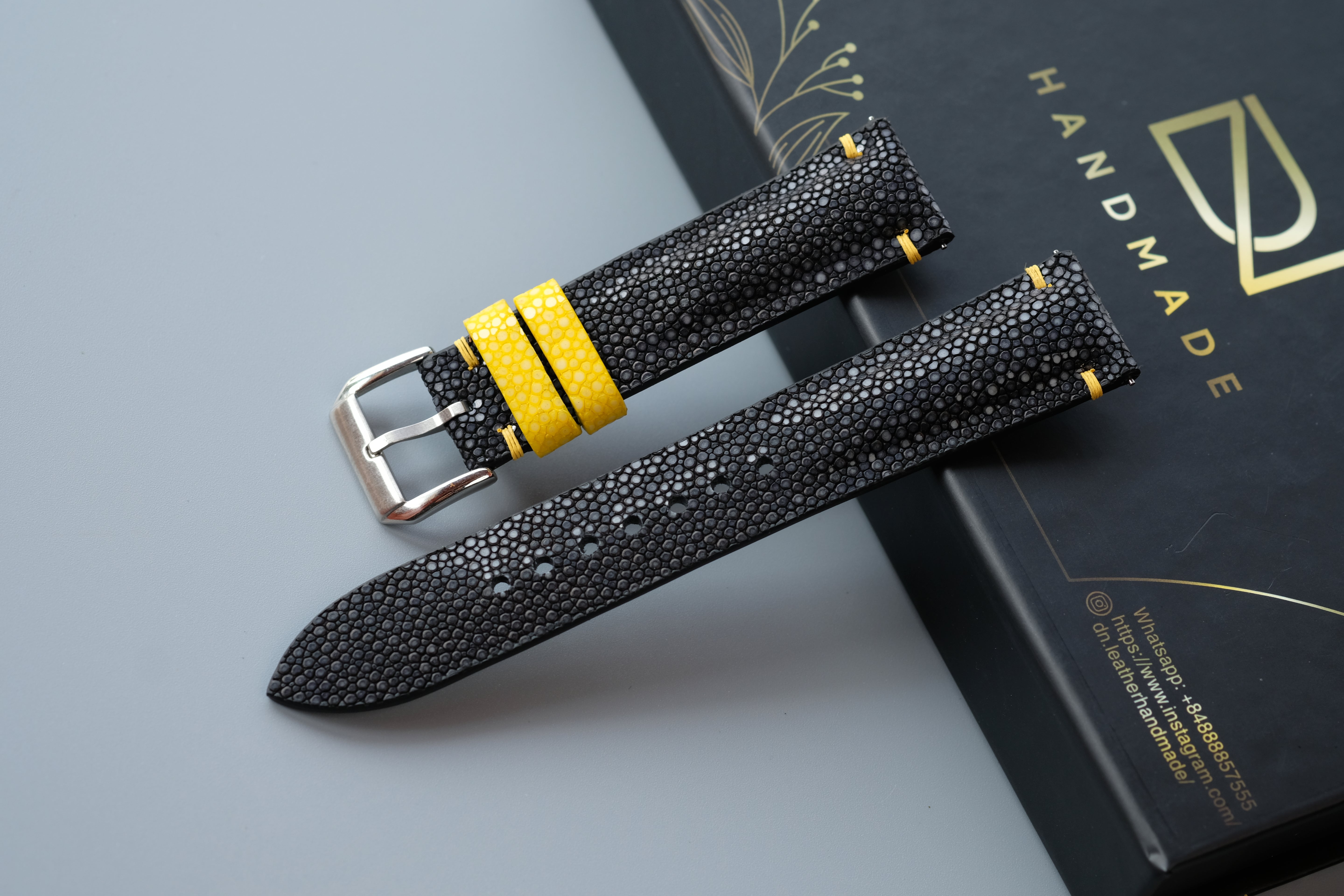 Black Stingray Leather Watch Strap
