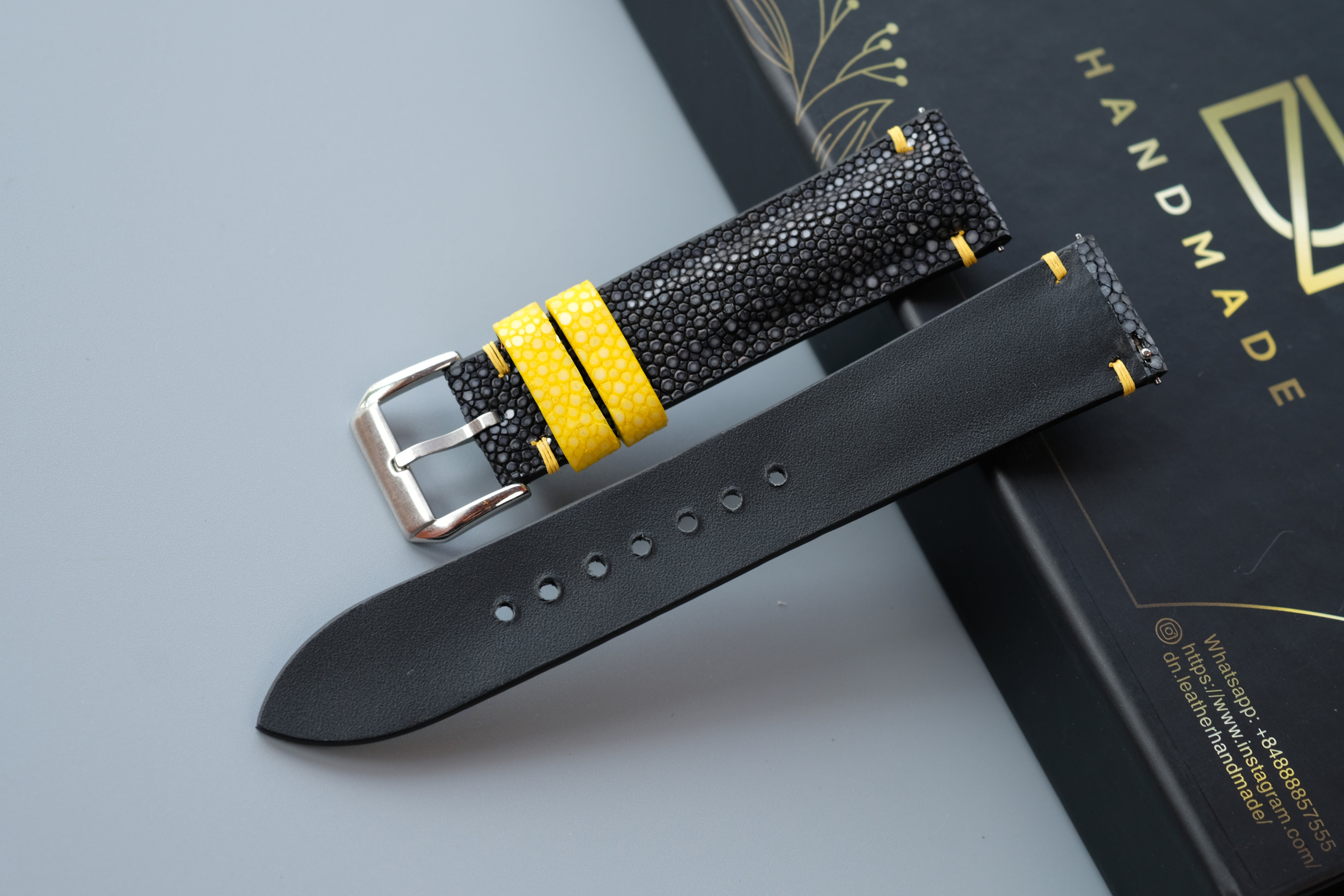 Black Stingray Leather Watch Strap