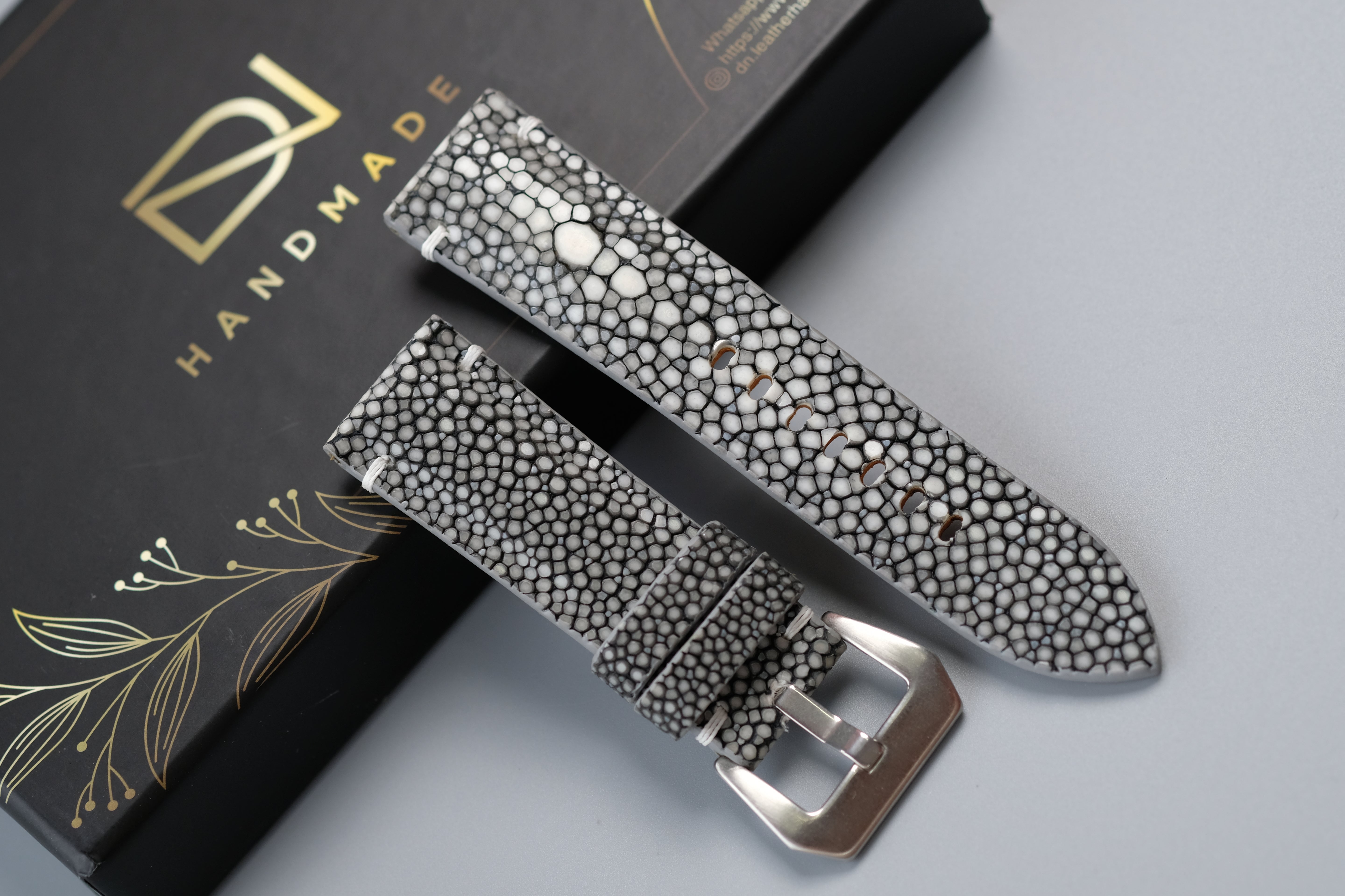 Gray Stingray Leather Watch Strap 1 Pearl In The Center For PANERAI