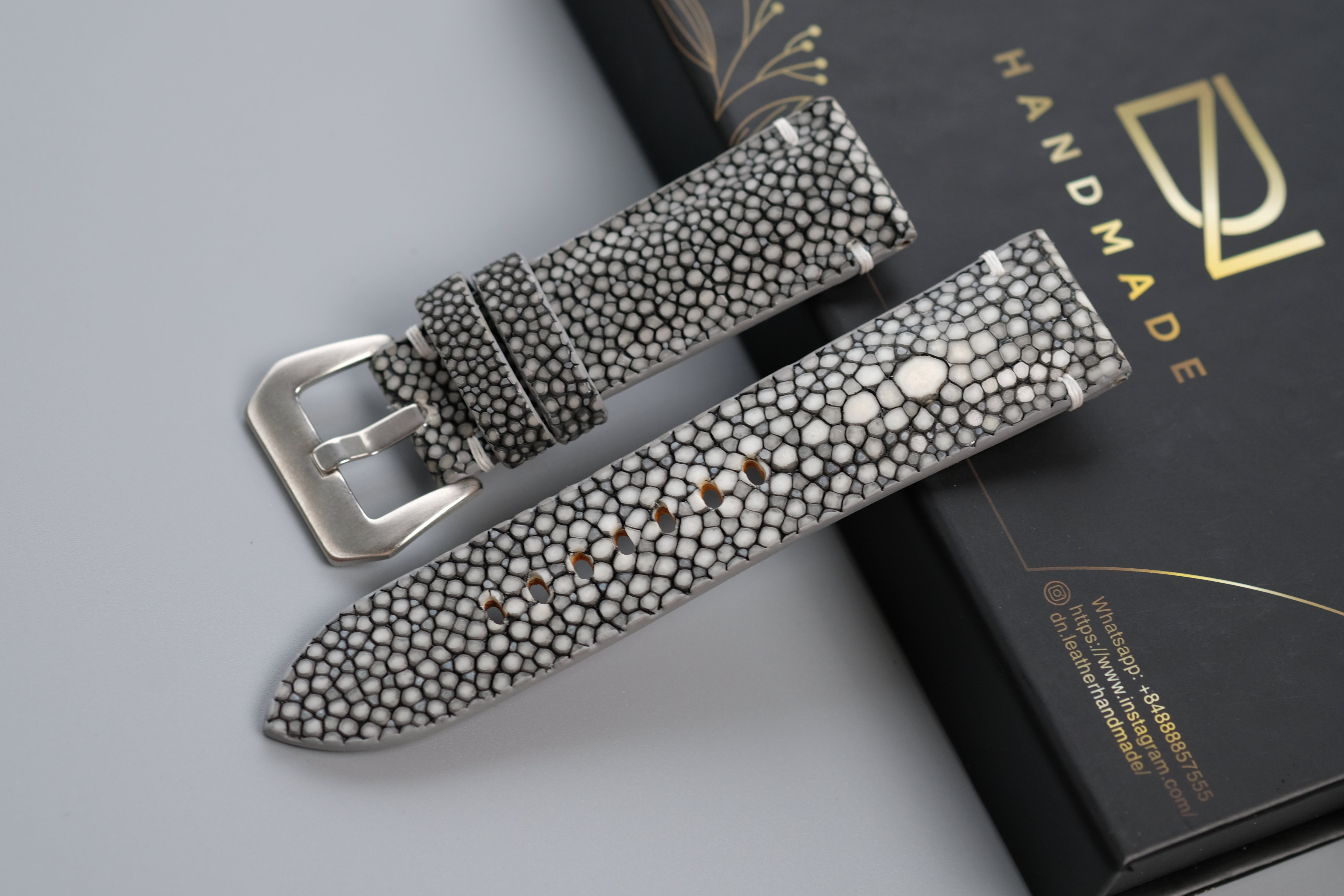 Gray Stingray Leather Watch Strap 1 Pearl In The Center For PANERAI