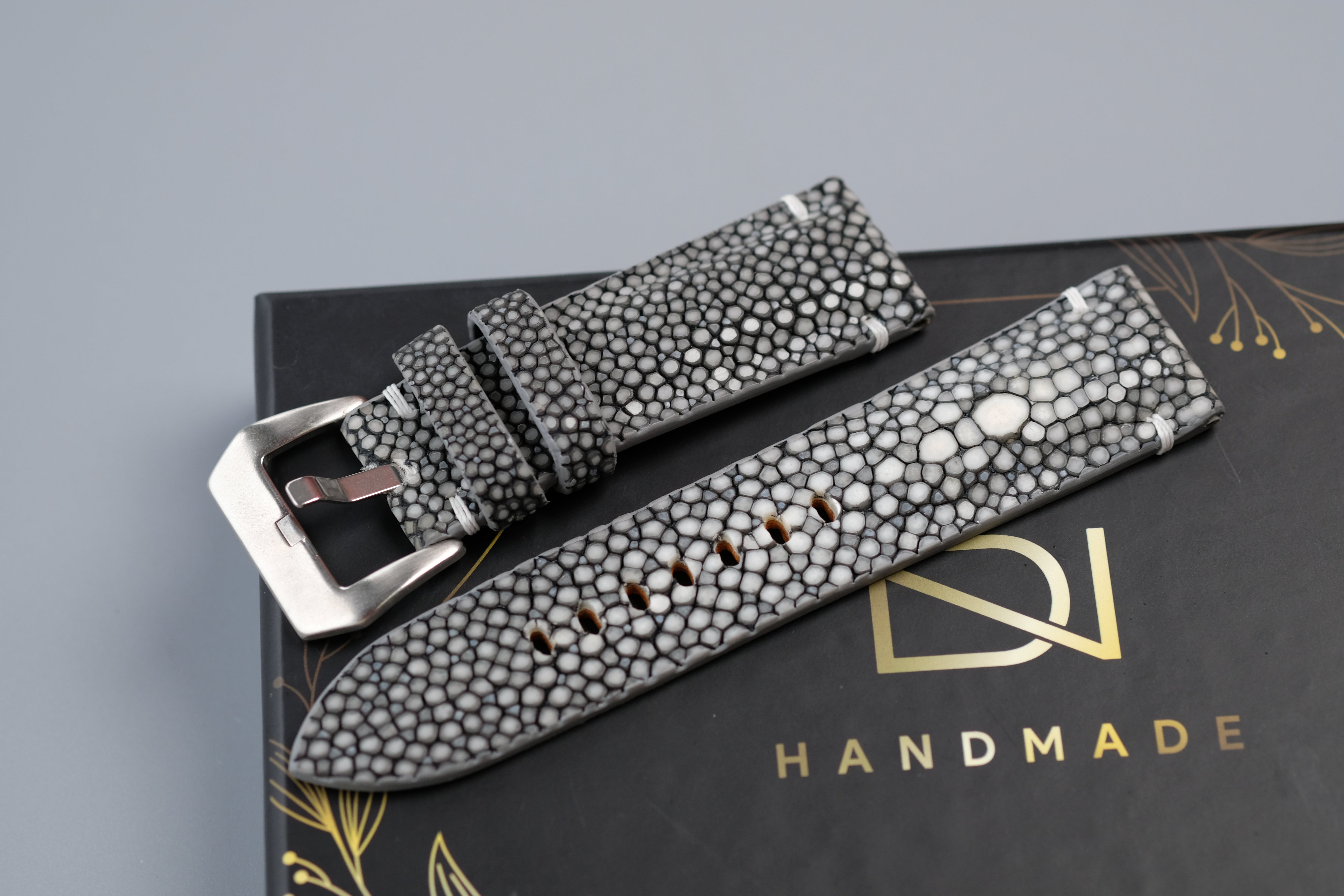 Gray Stingray Leather Watch Strap 1 Pearl In The Center For PANERAI