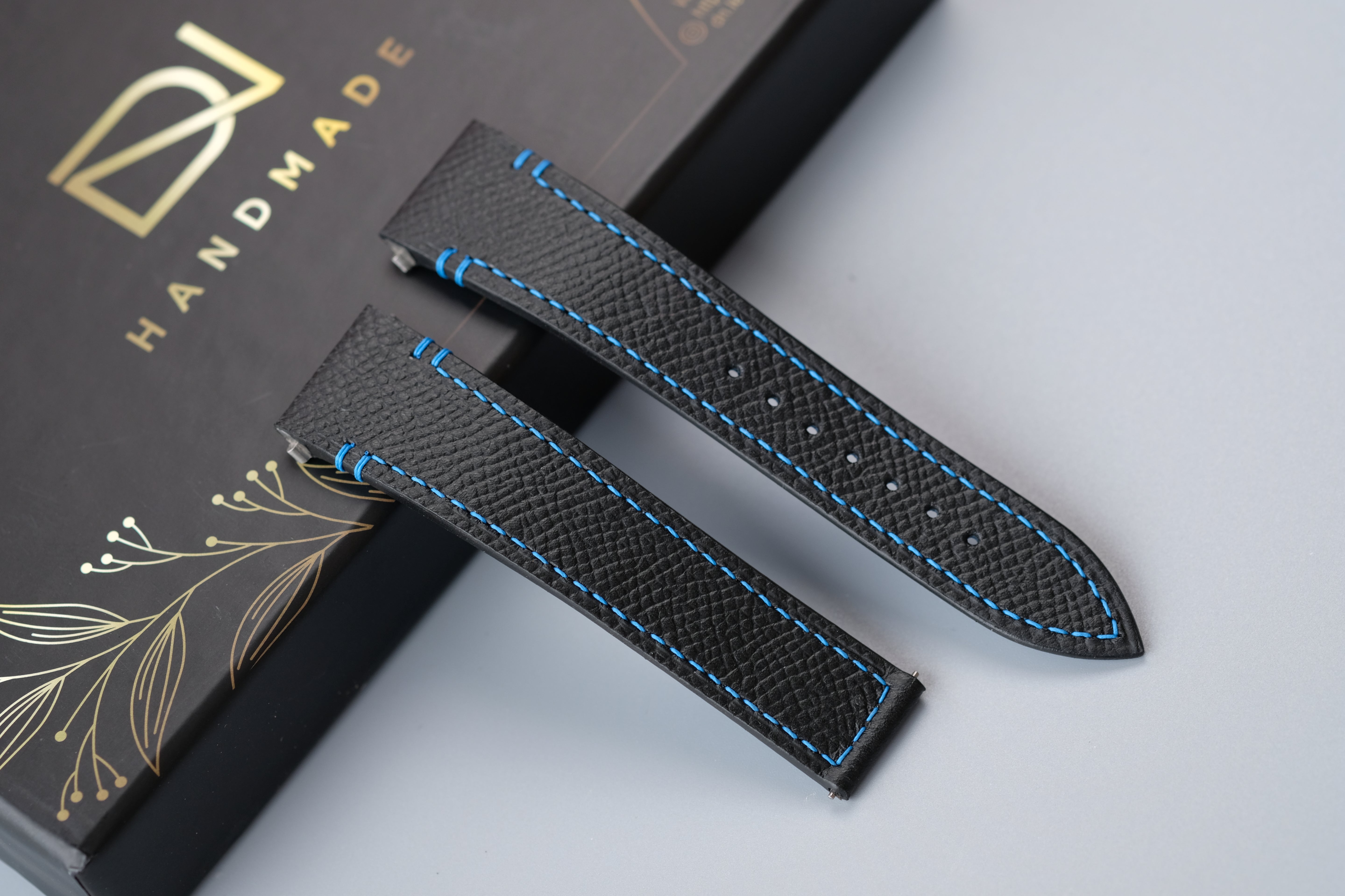 Black Epsom Leather Watch Strap for Cartier Santos – Custom Sizes 21mm/18.5mm