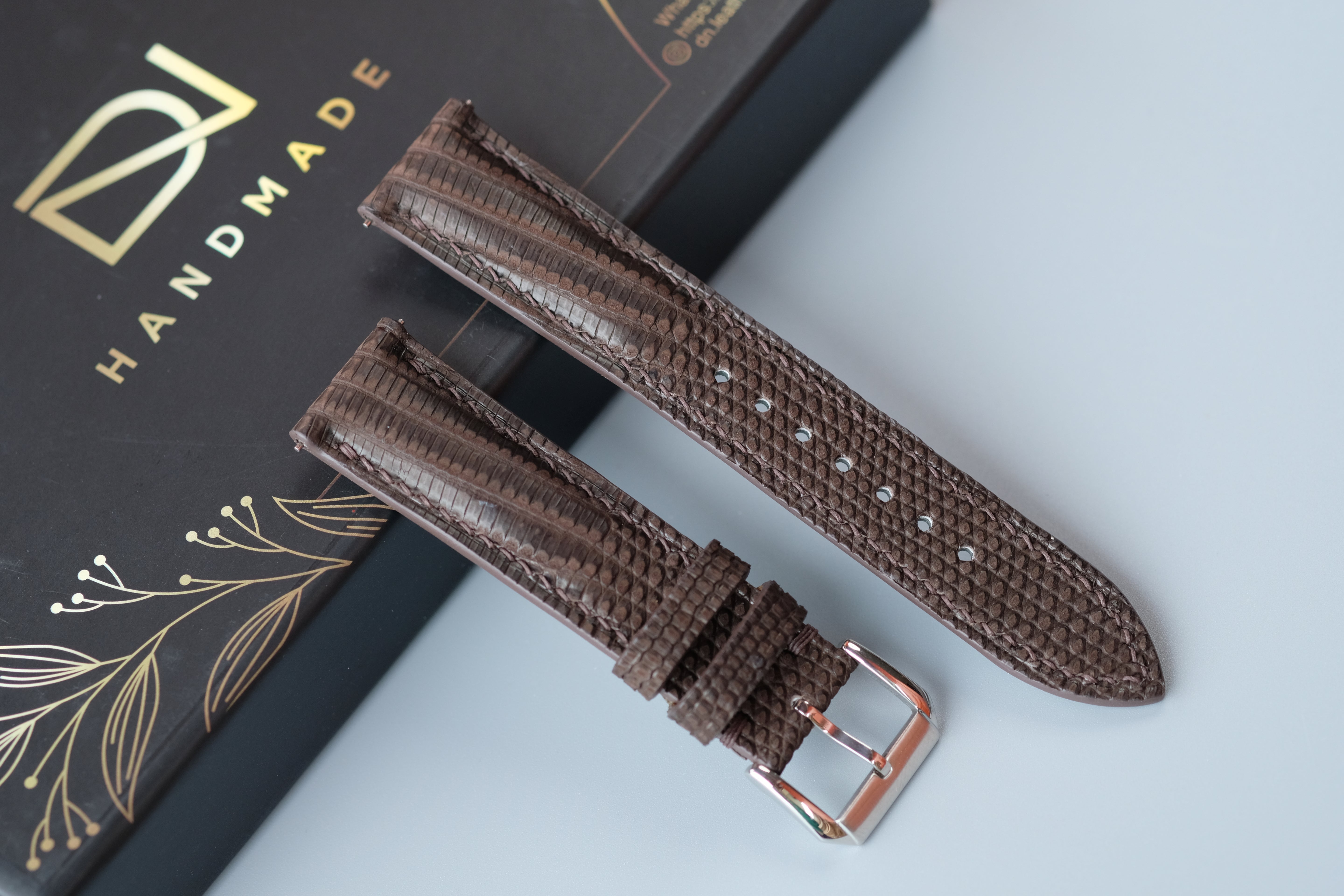 Brown Nubuck Lizard Leather Watch Strap – Custom Sizes 10mm to 26mm