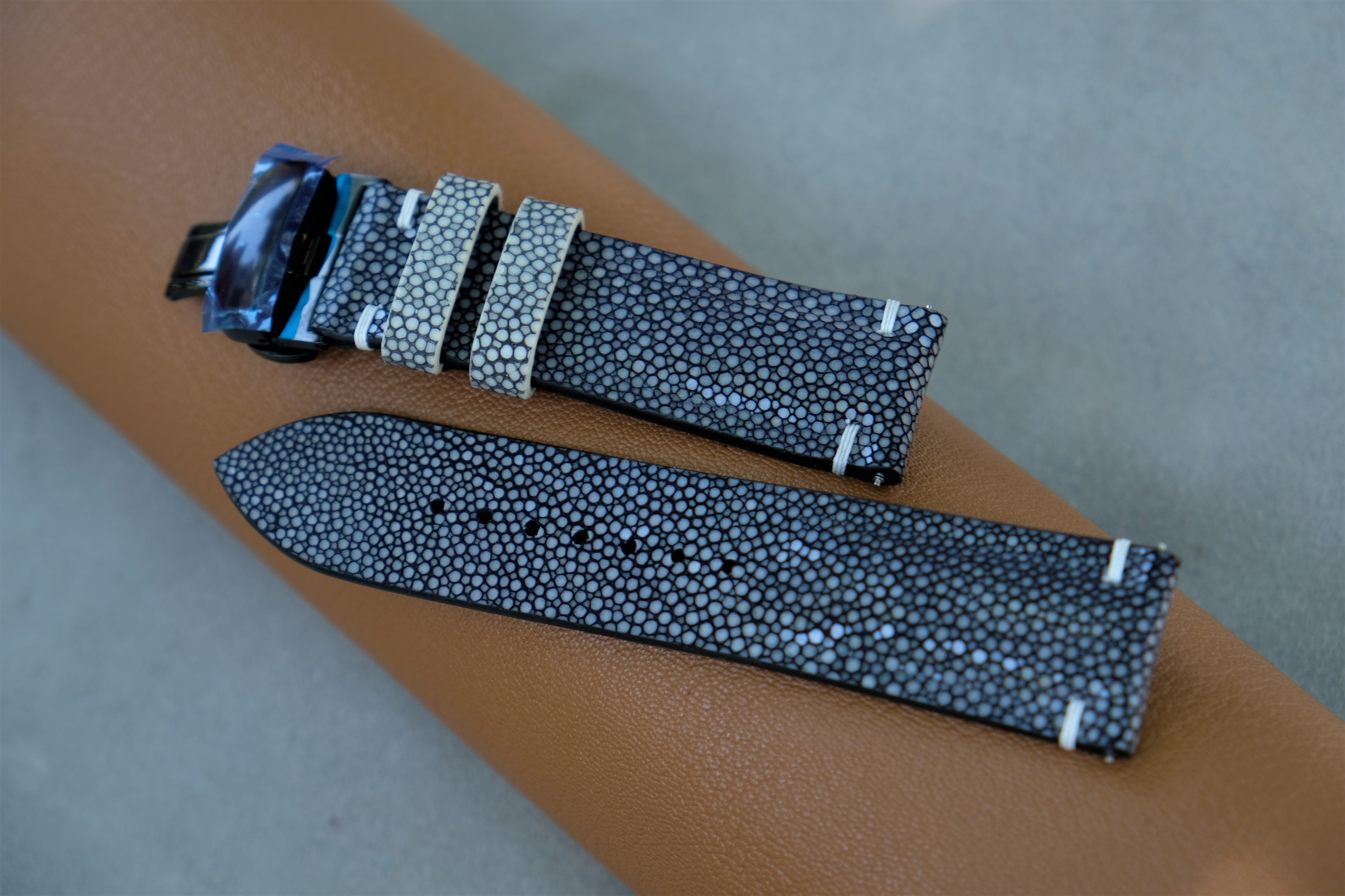 Black Stingray Leather Watch Strap