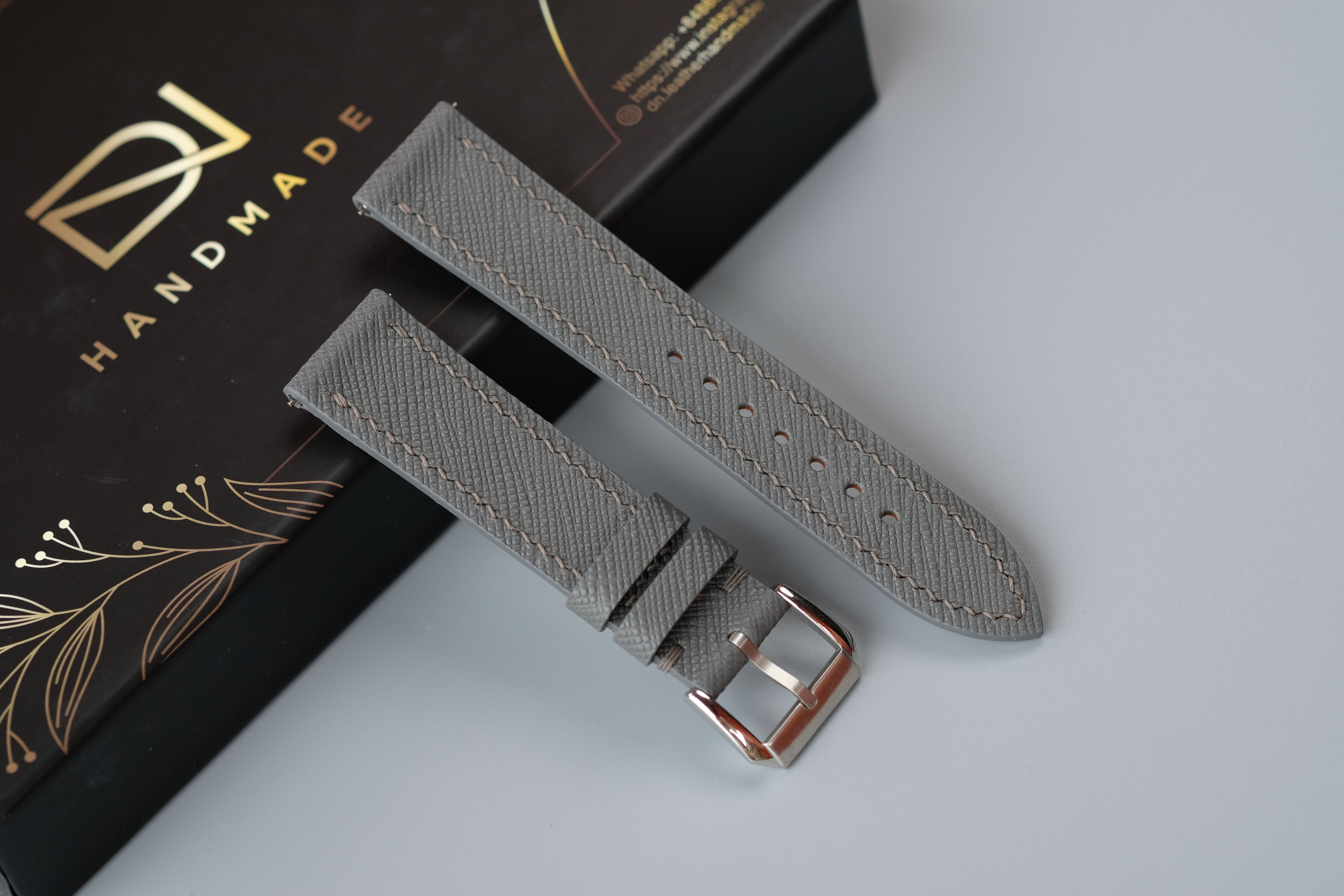 Gray Saffiano Leather Watch Strap