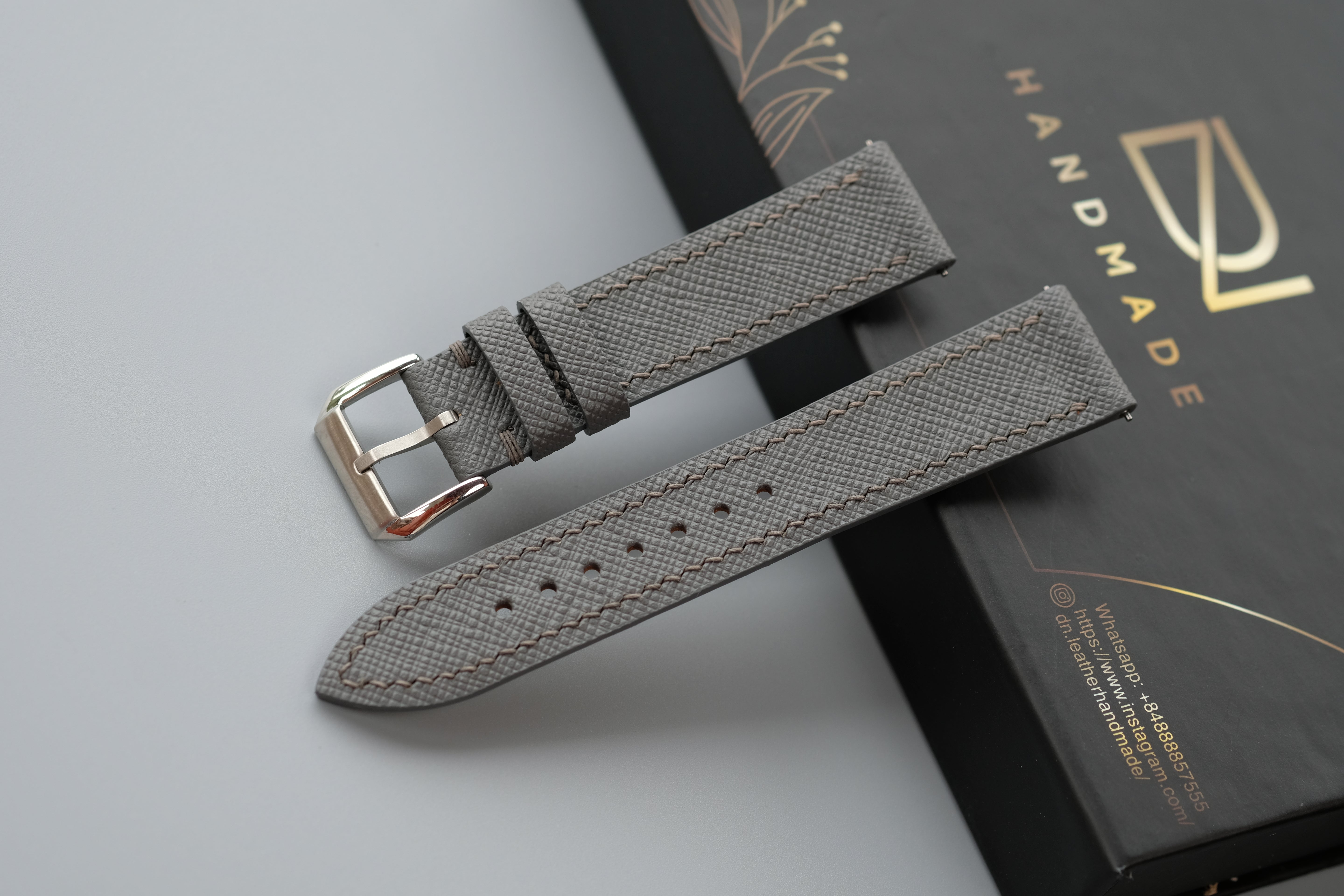 Gray Saffiano Leather Watch Strap