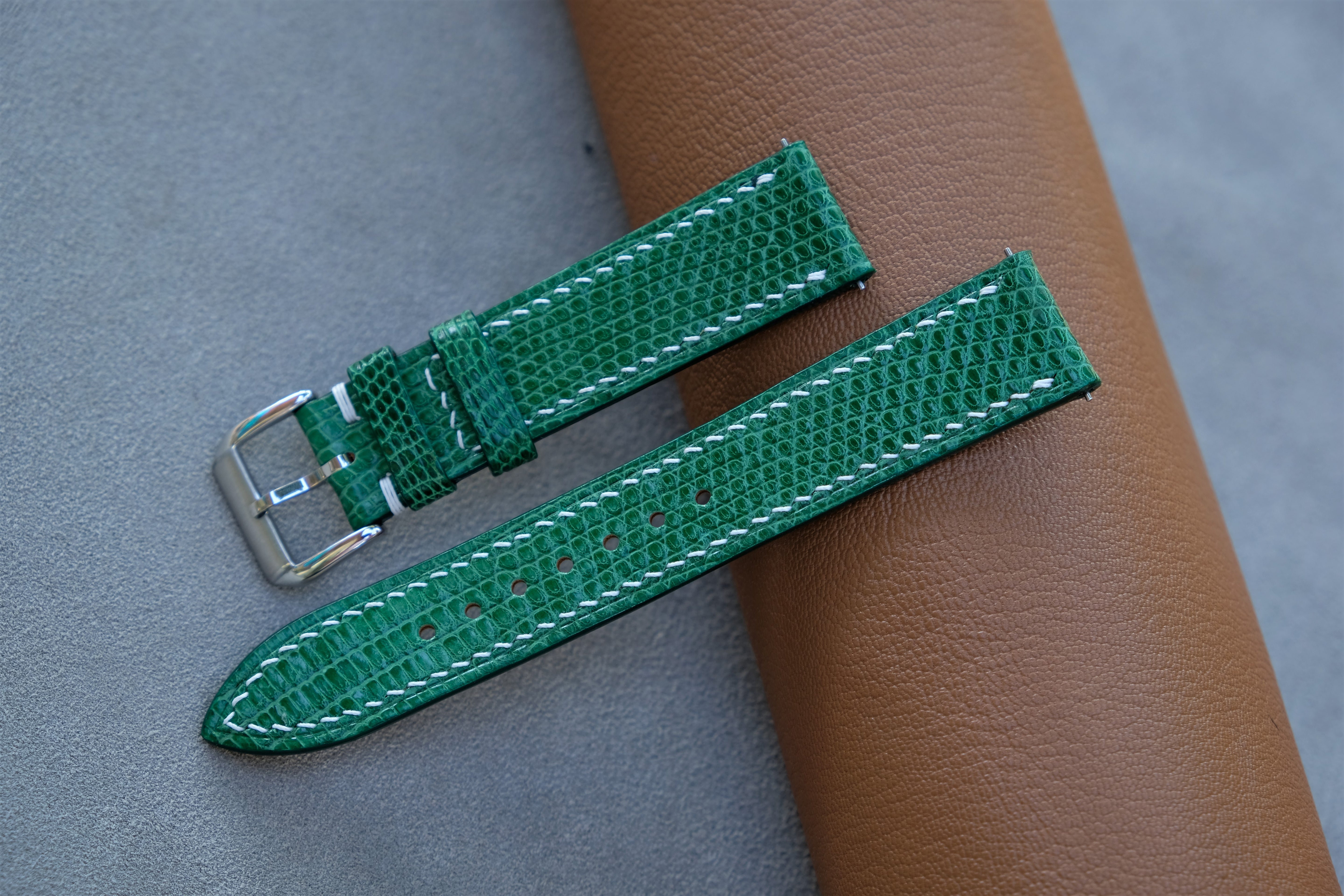 Green Lizard Leather Watch Strap