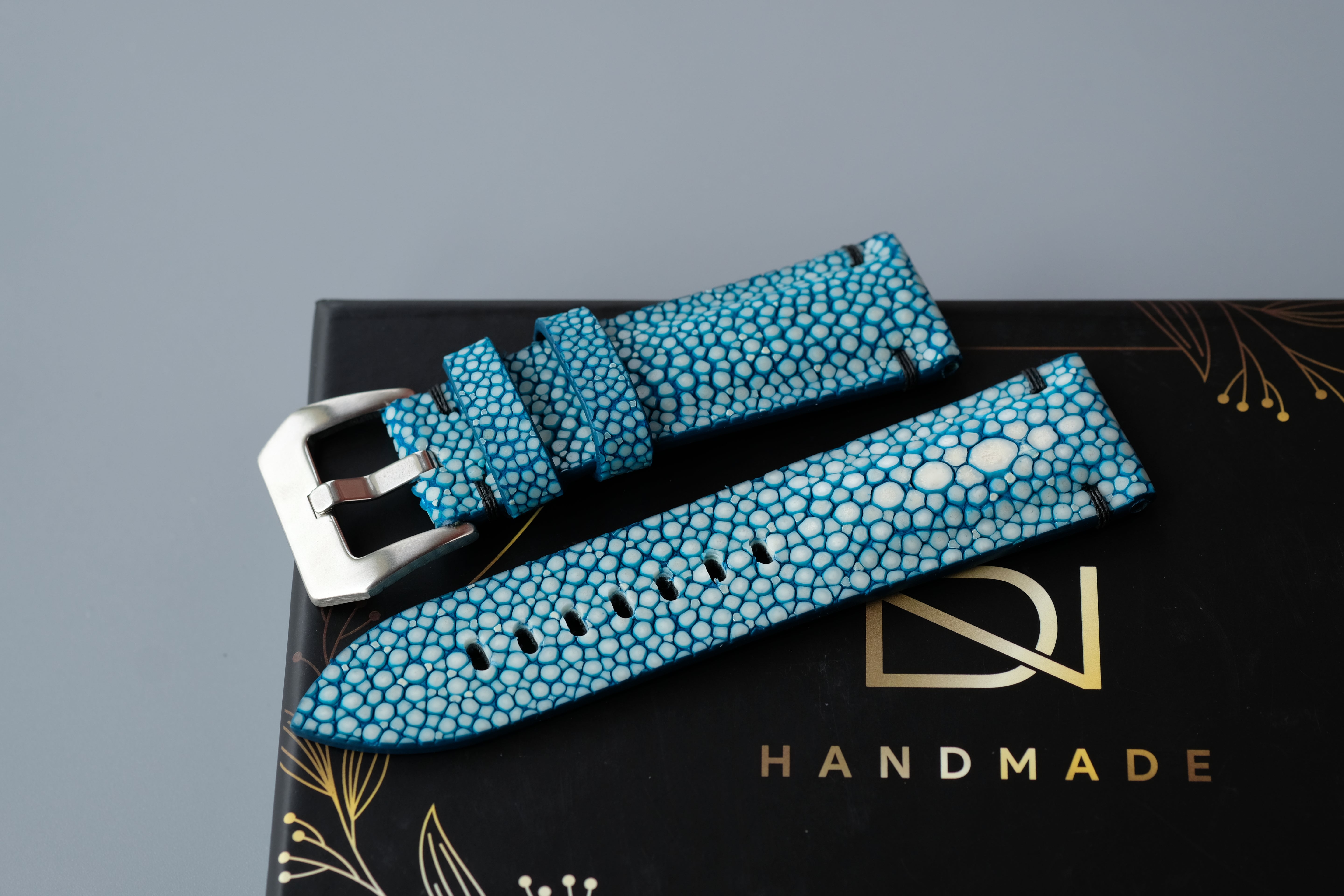 Turquoise Stingray Leather Watch Strap 1 Pearl In The Center For PANERAI