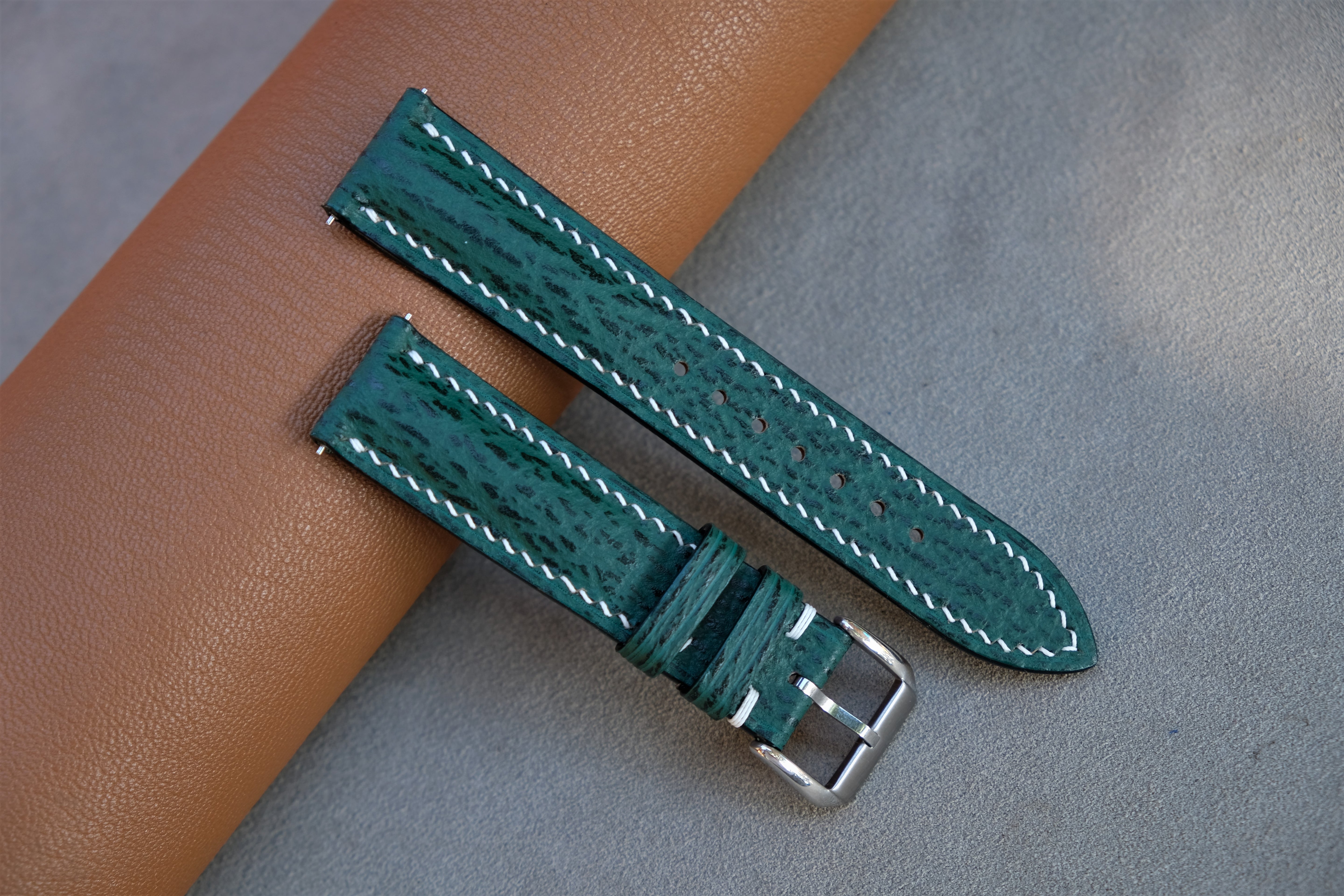 Green Shark Leather Watch Strap