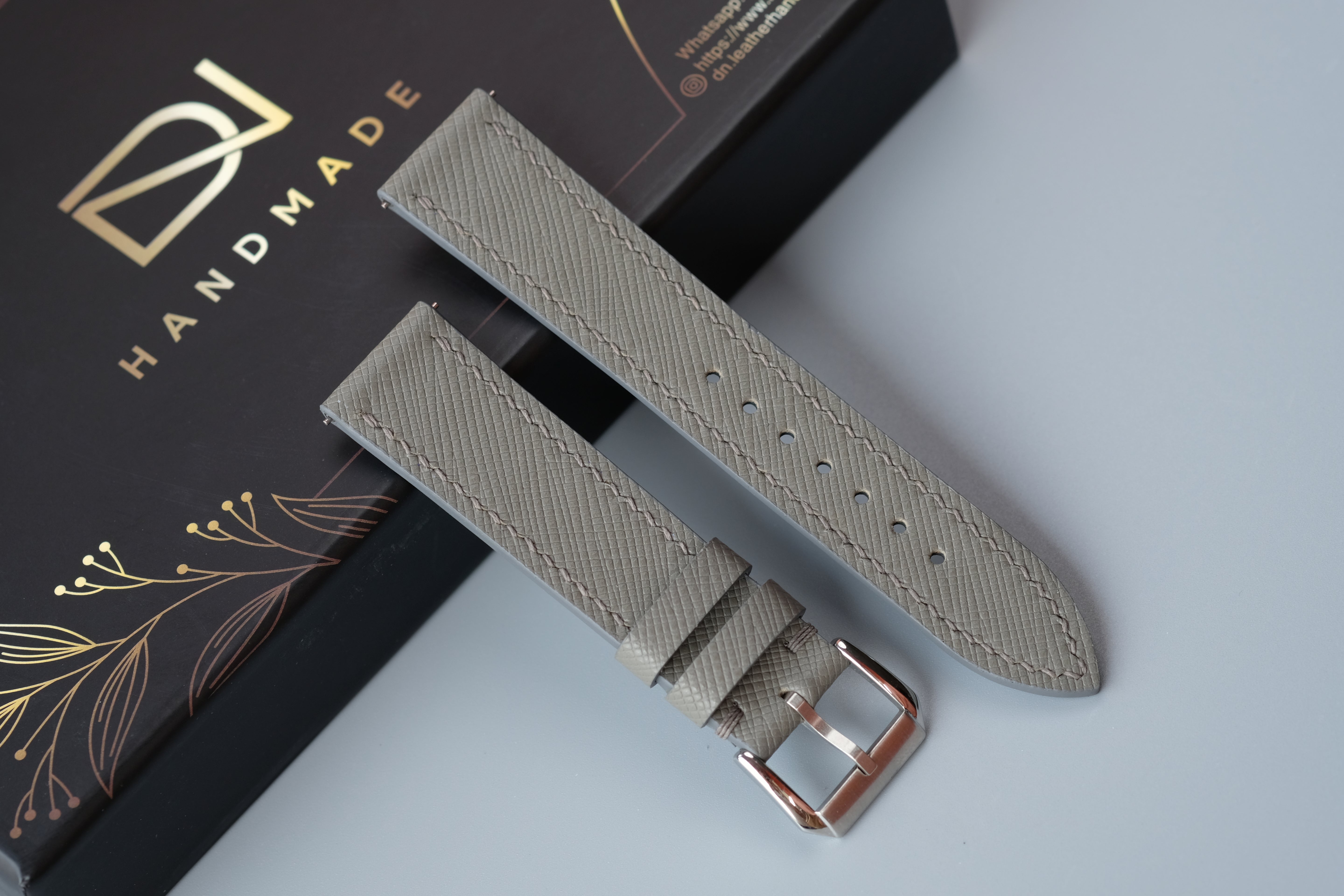 Gray Saffiano Leather Watch Strap