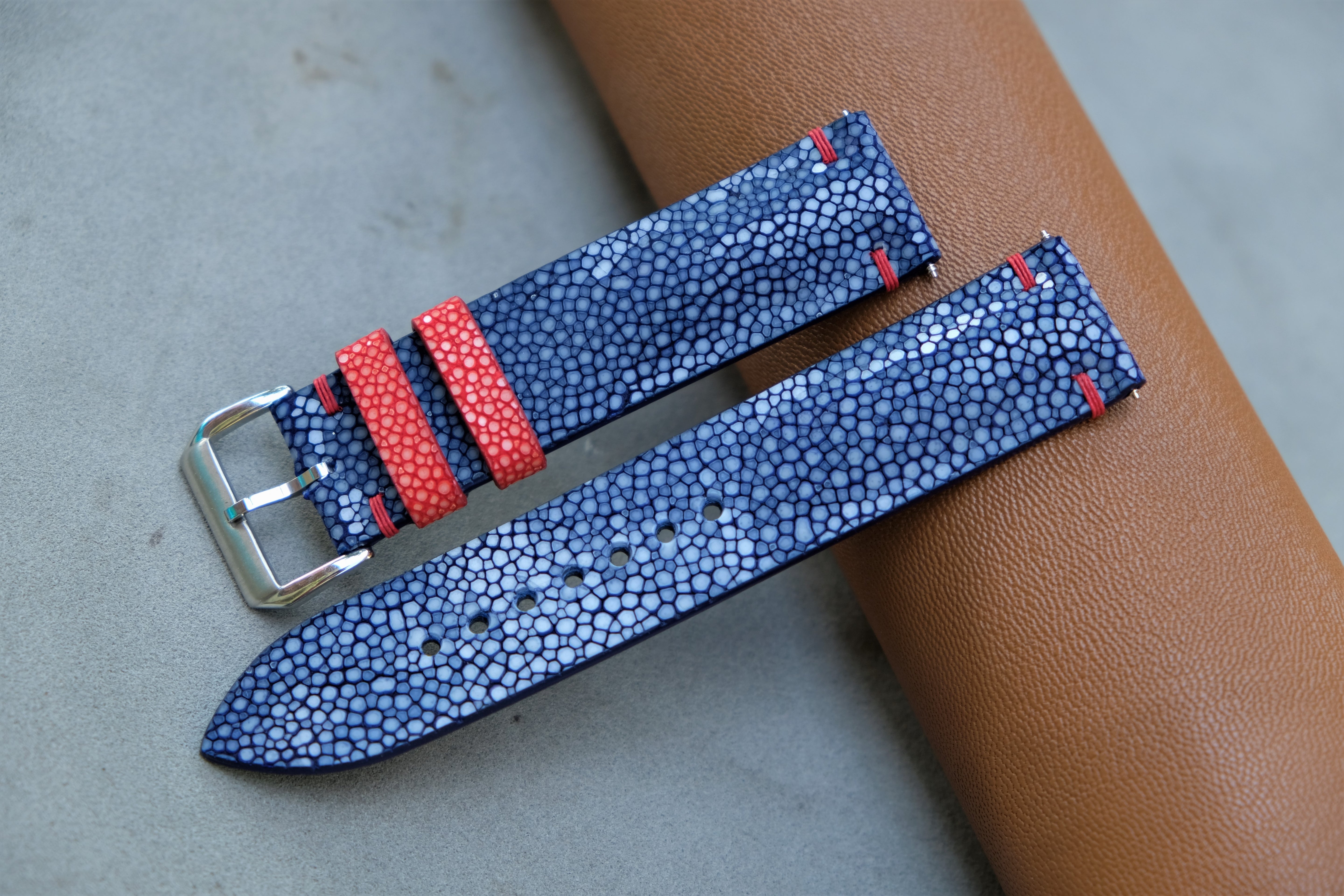 Dark Blue Stingray Leather Watch Strap
