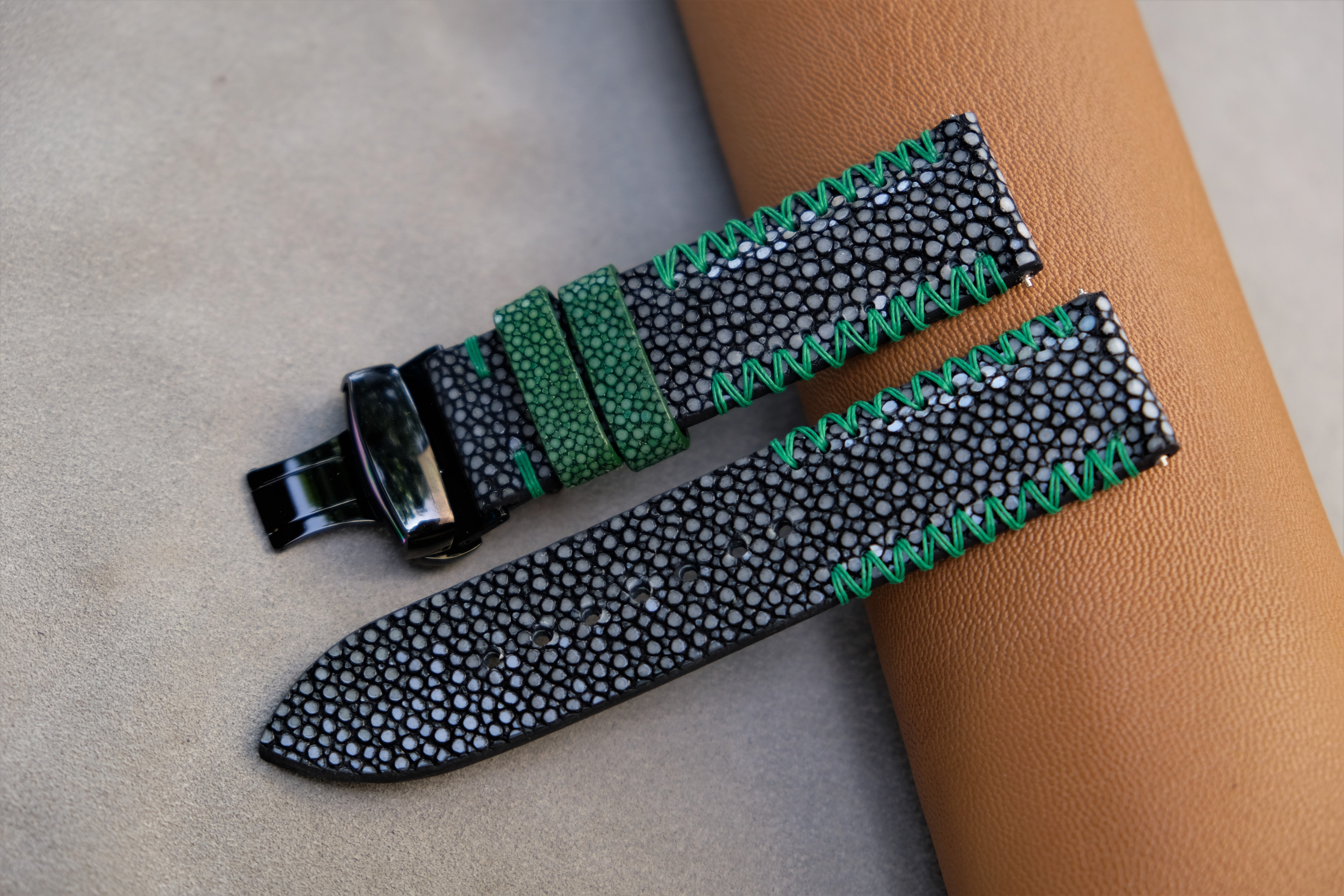 Black Stingray Leather Watch Strap