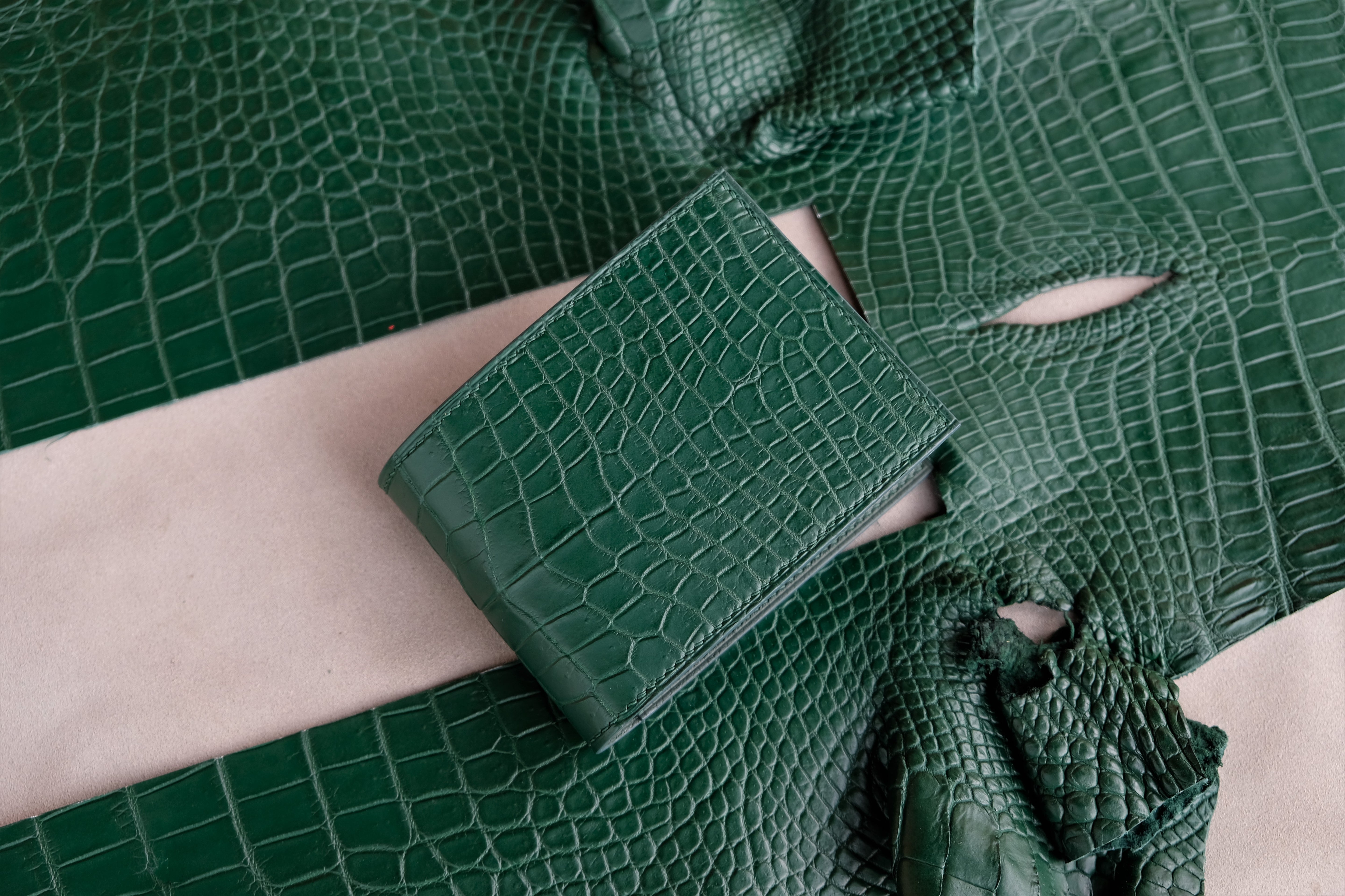 Made-to-Order Green Alligator Leather Wallet