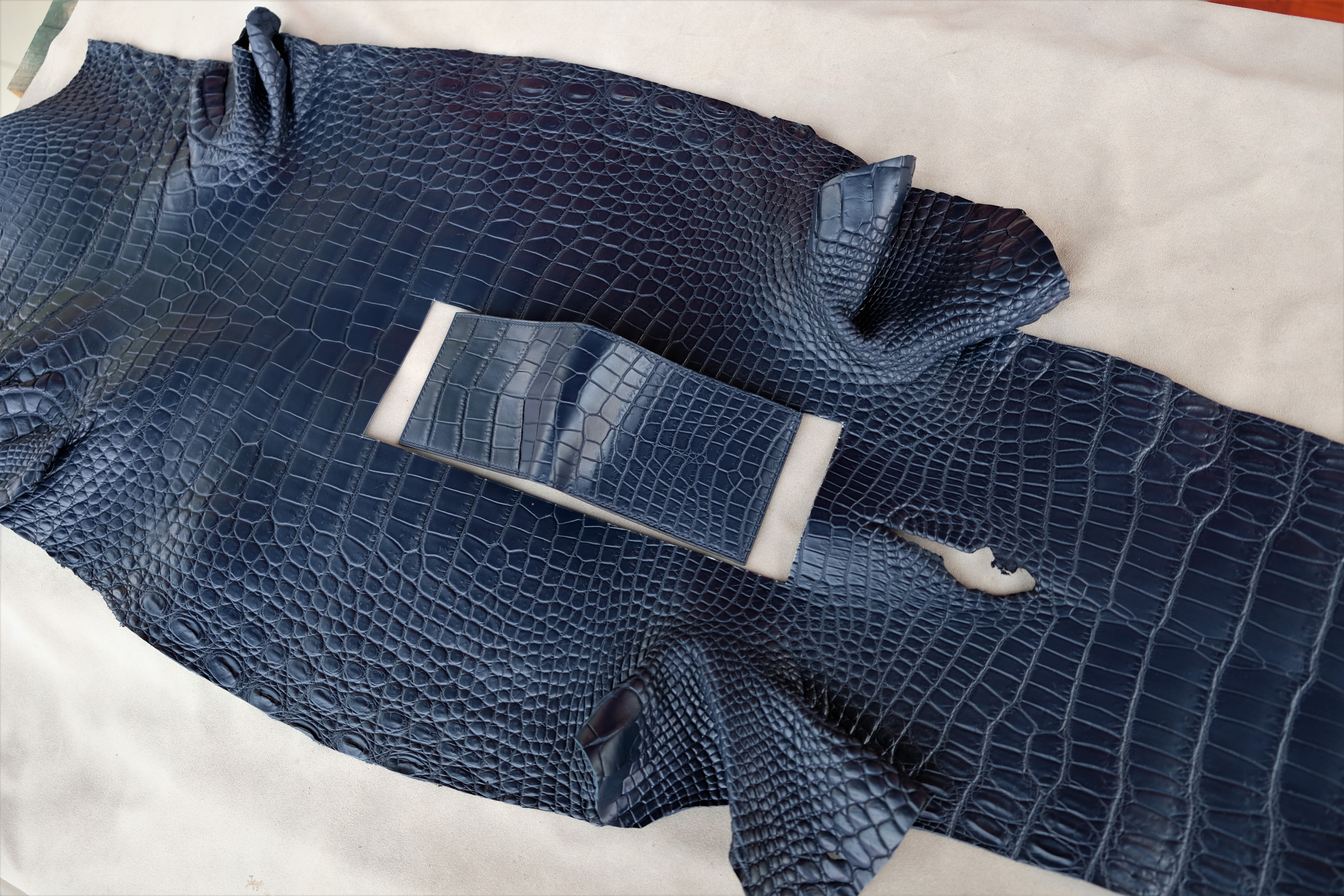 Made-to-Order Navy Alligator Leather Wallet