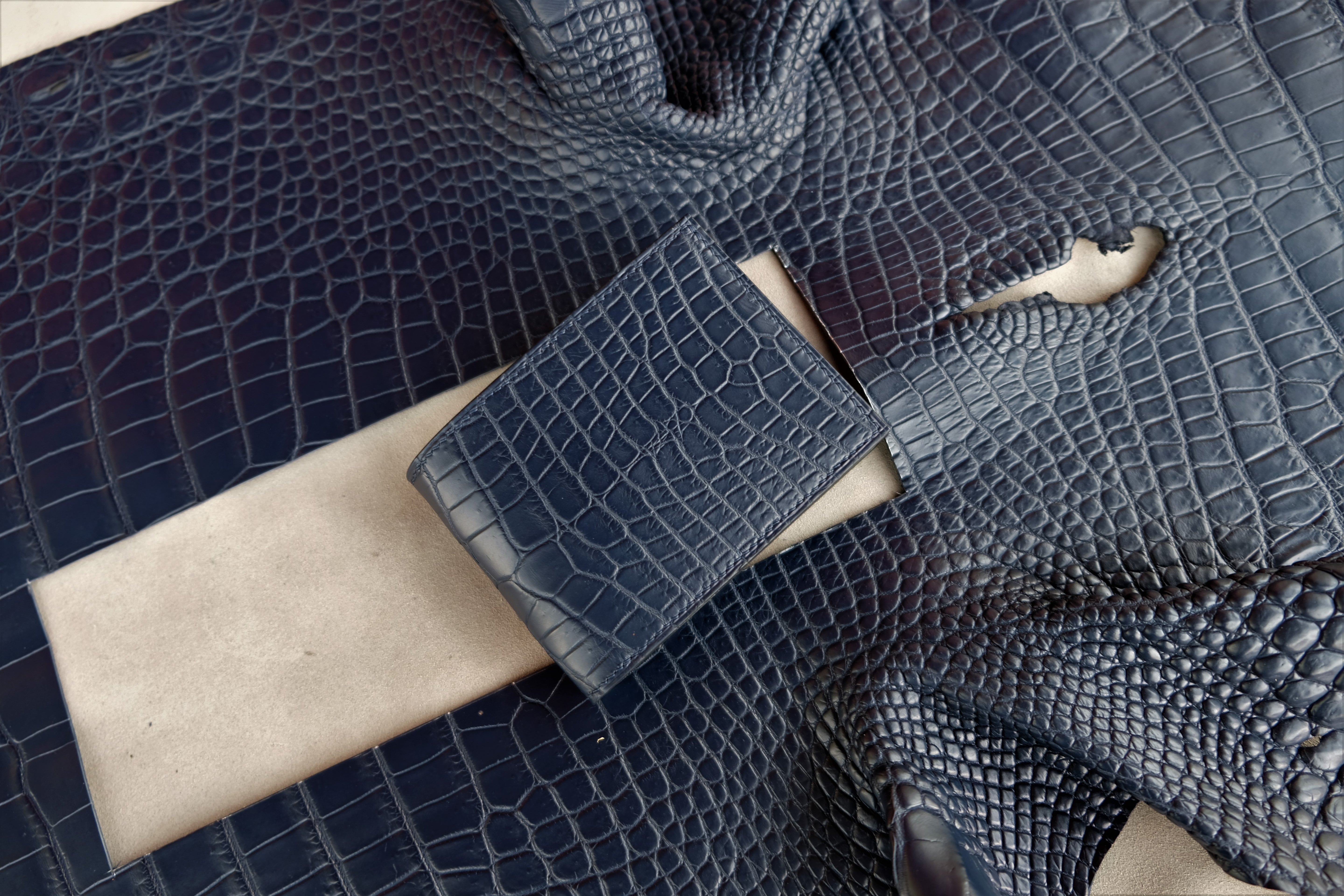 Made-to-Order Navy Alligator Leather Wallet
