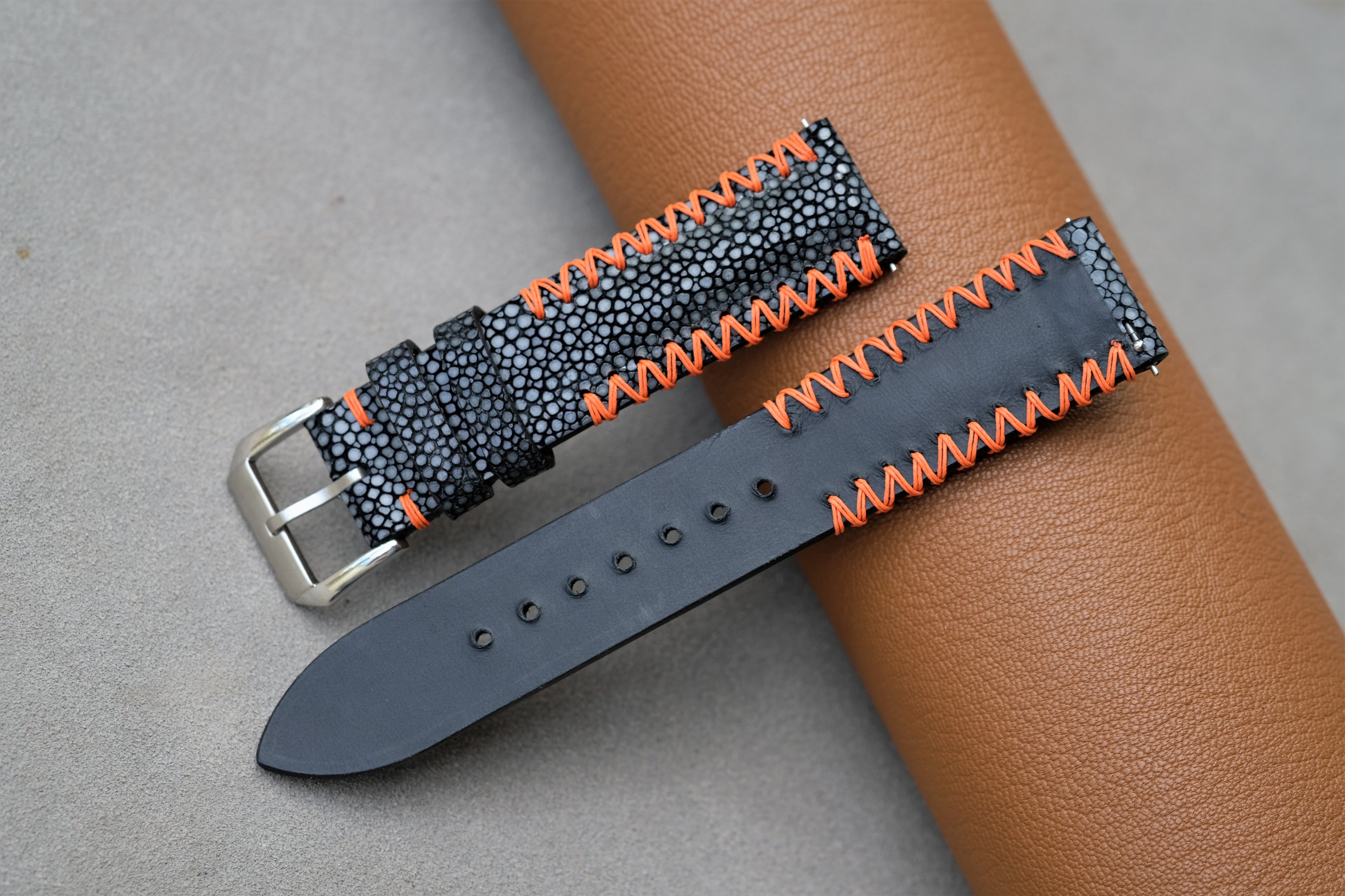 Black Stingray Leather Watch Strap