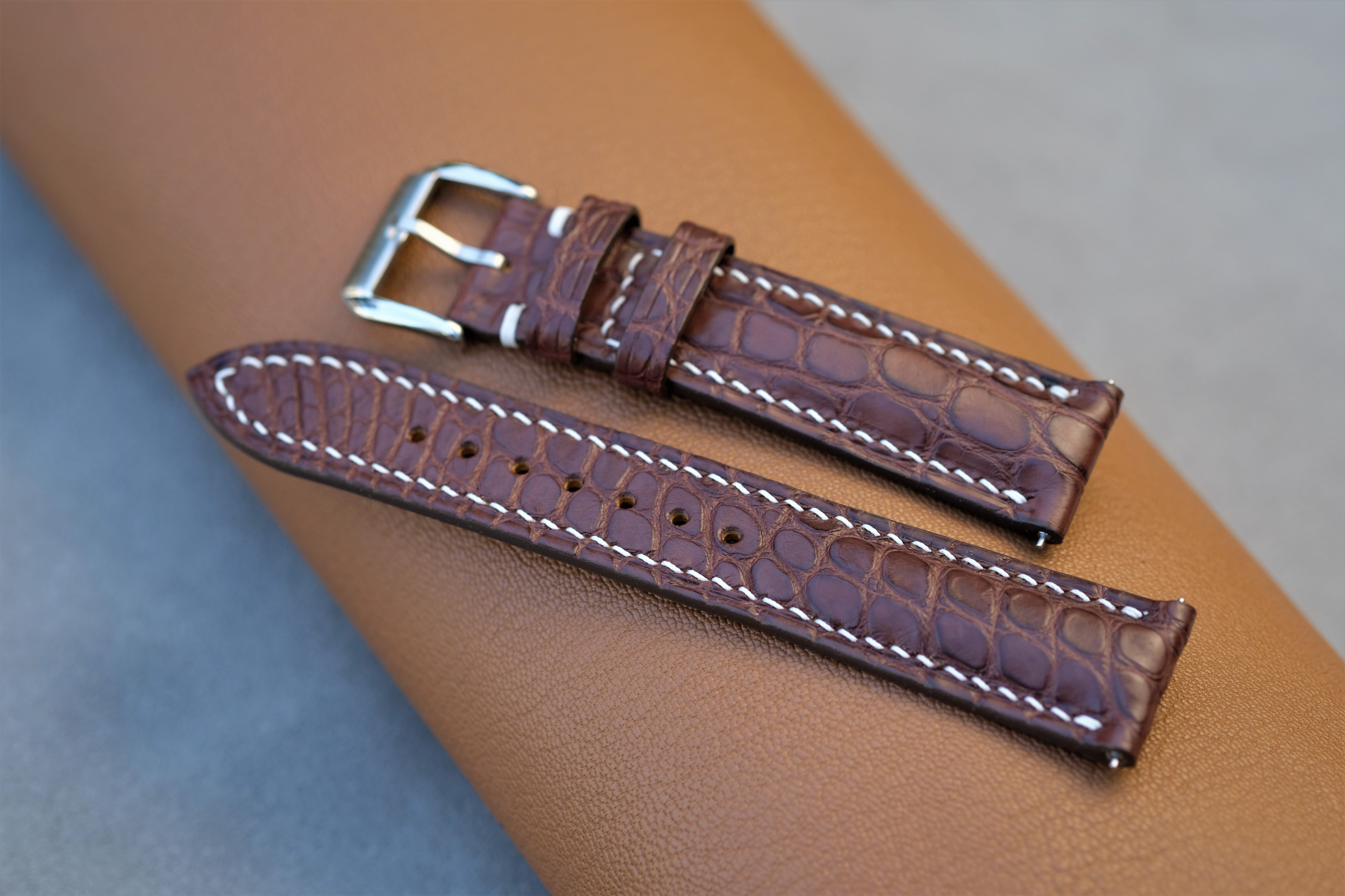 Chocolate Alligator Leather Watch Strap