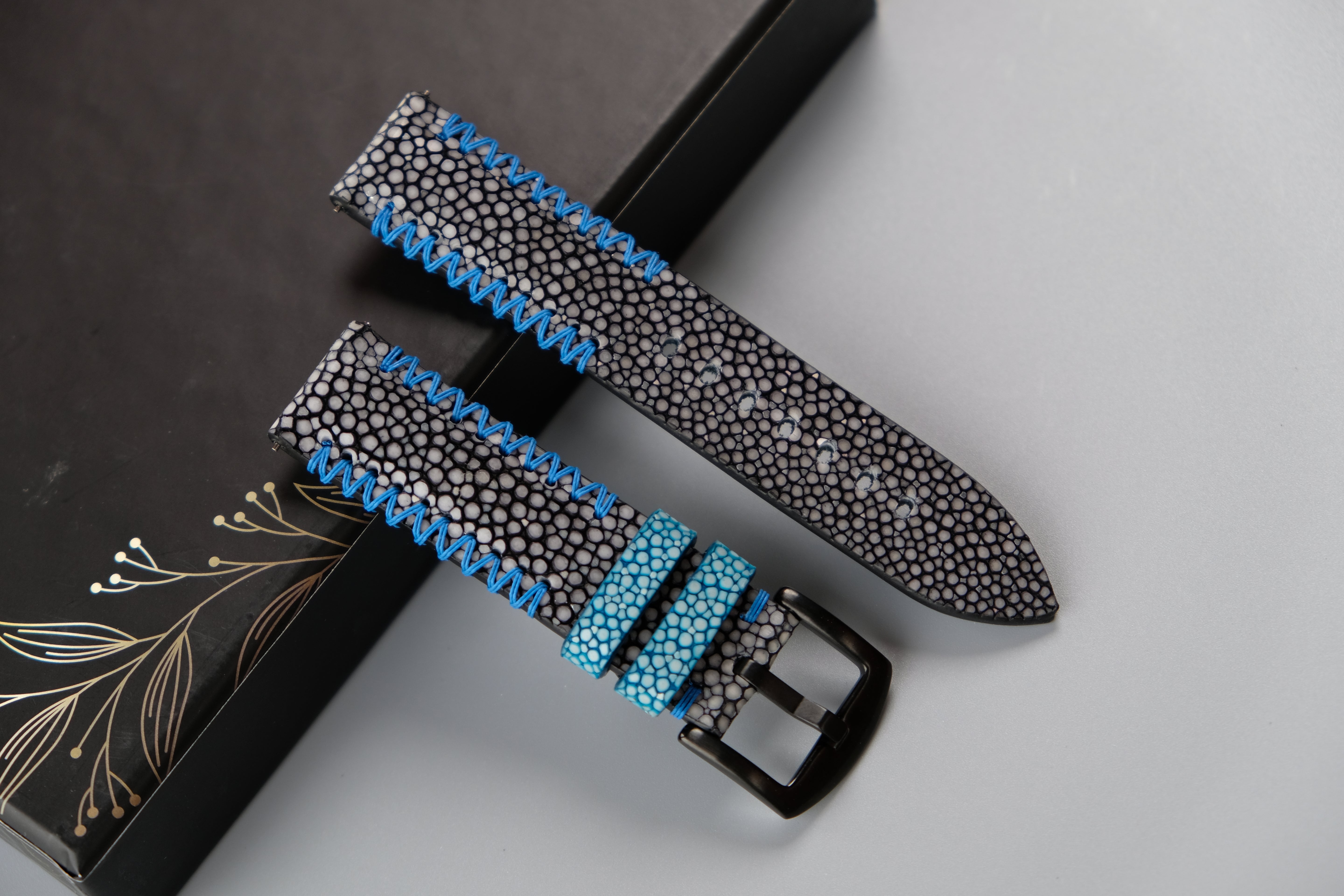Black Stingray Leather Watch Strap