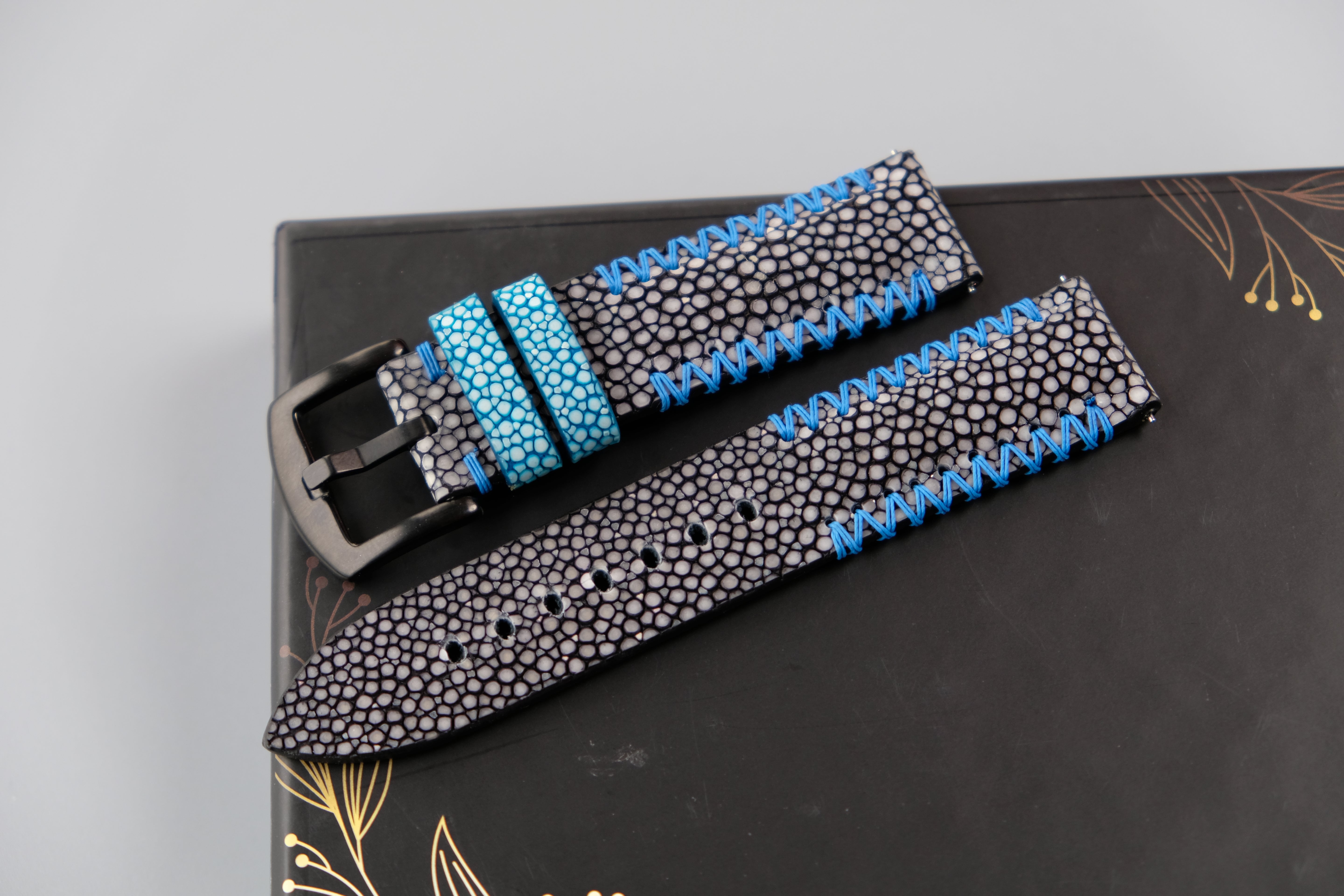 Black Stingray Leather Watch Strap
