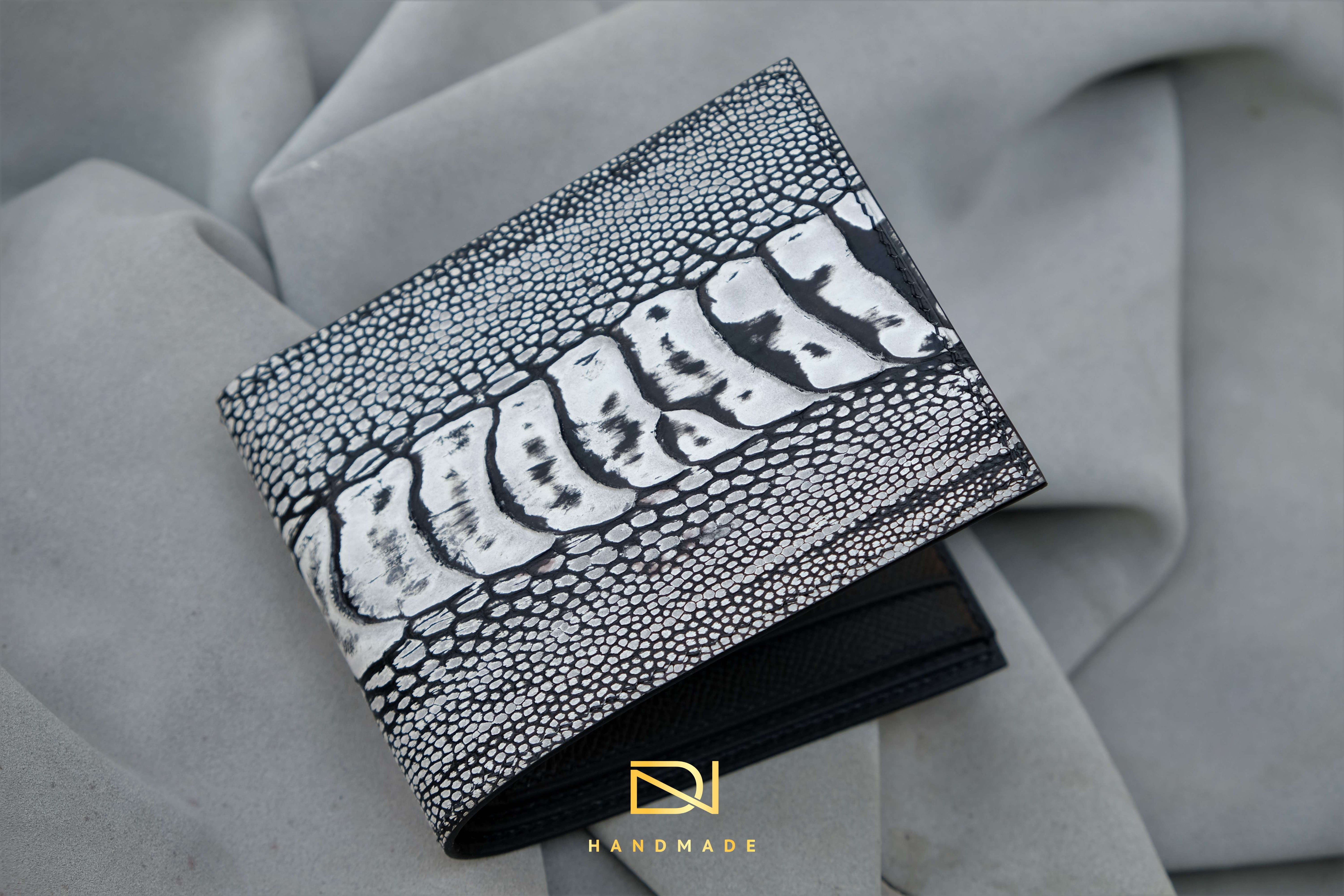 Made-to-Order Grey Nubuck Ostrich Leather Wallet