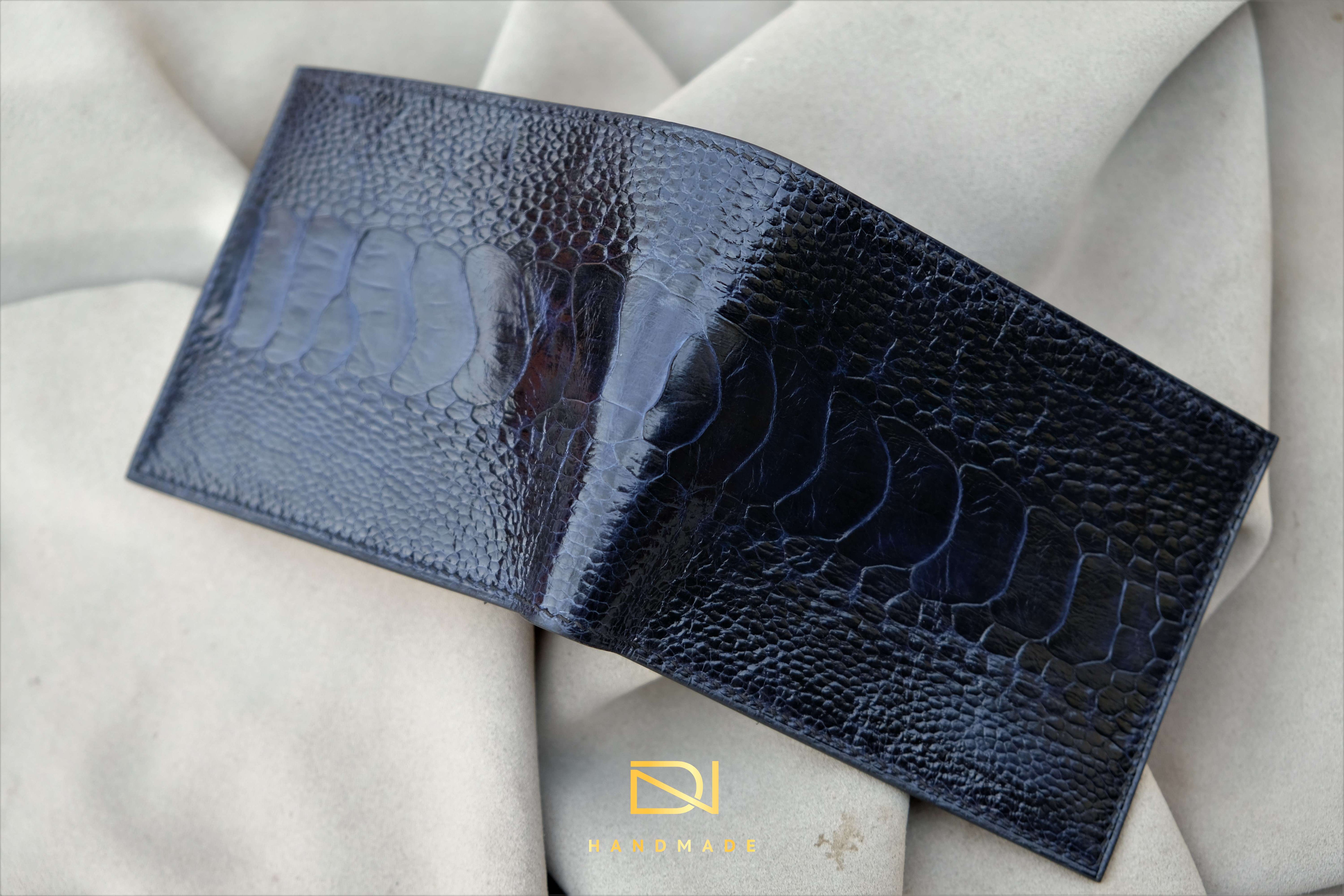 Made-to-Order Navy Ostrich Leather Wallet