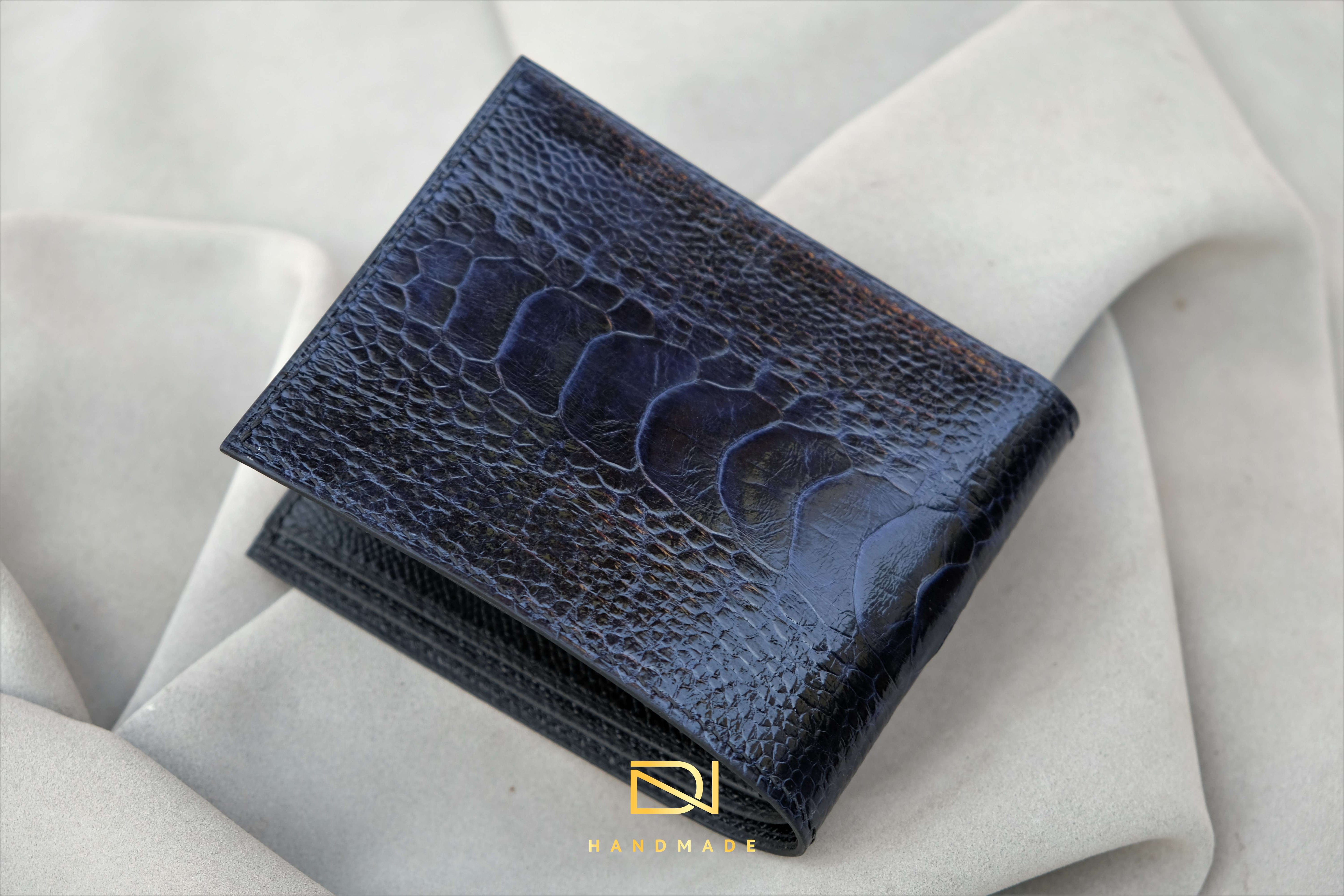 Made-to-Order Navy Ostrich Leather Wallet