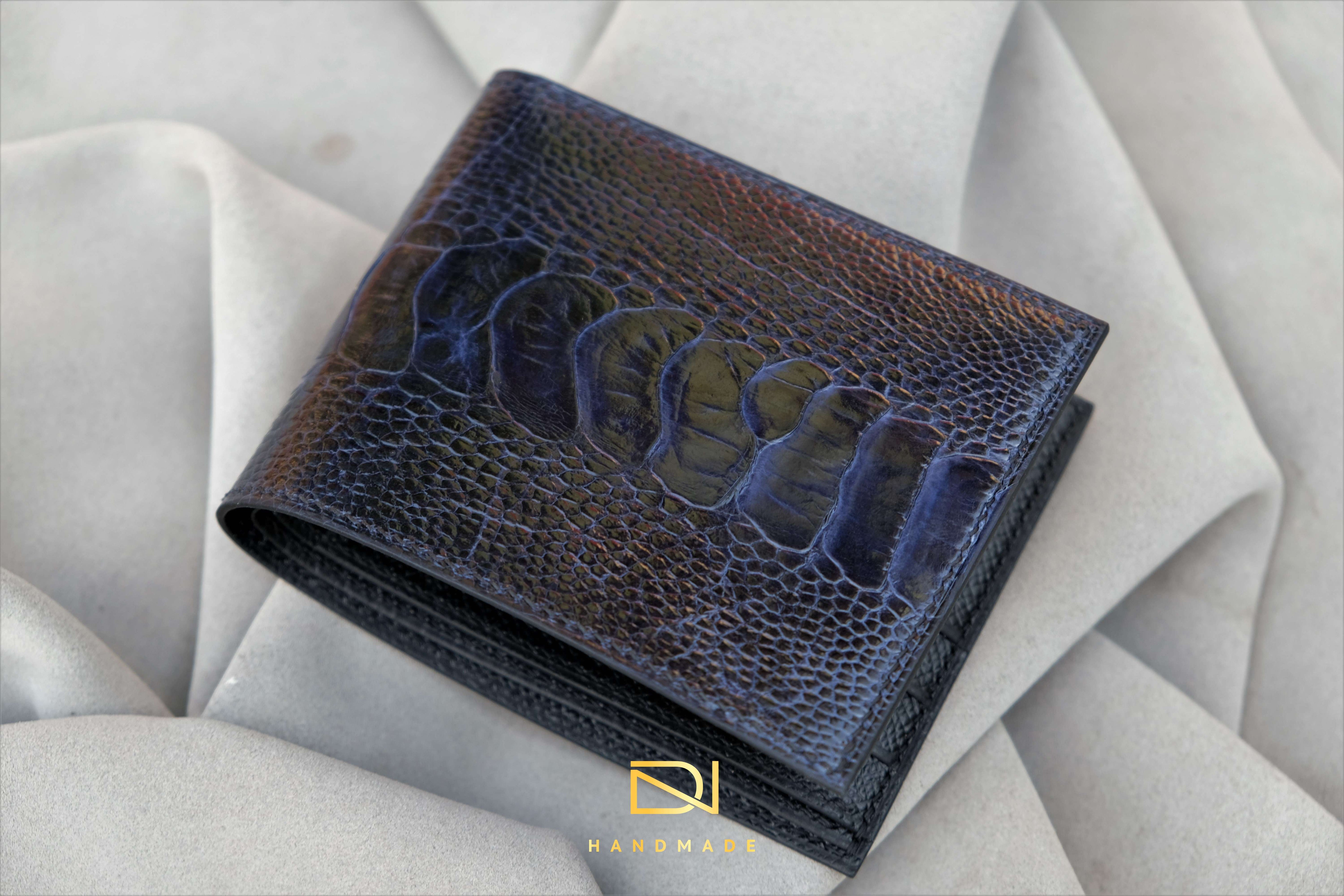 Made-to-Order Navy Ostrich Leather Wallet