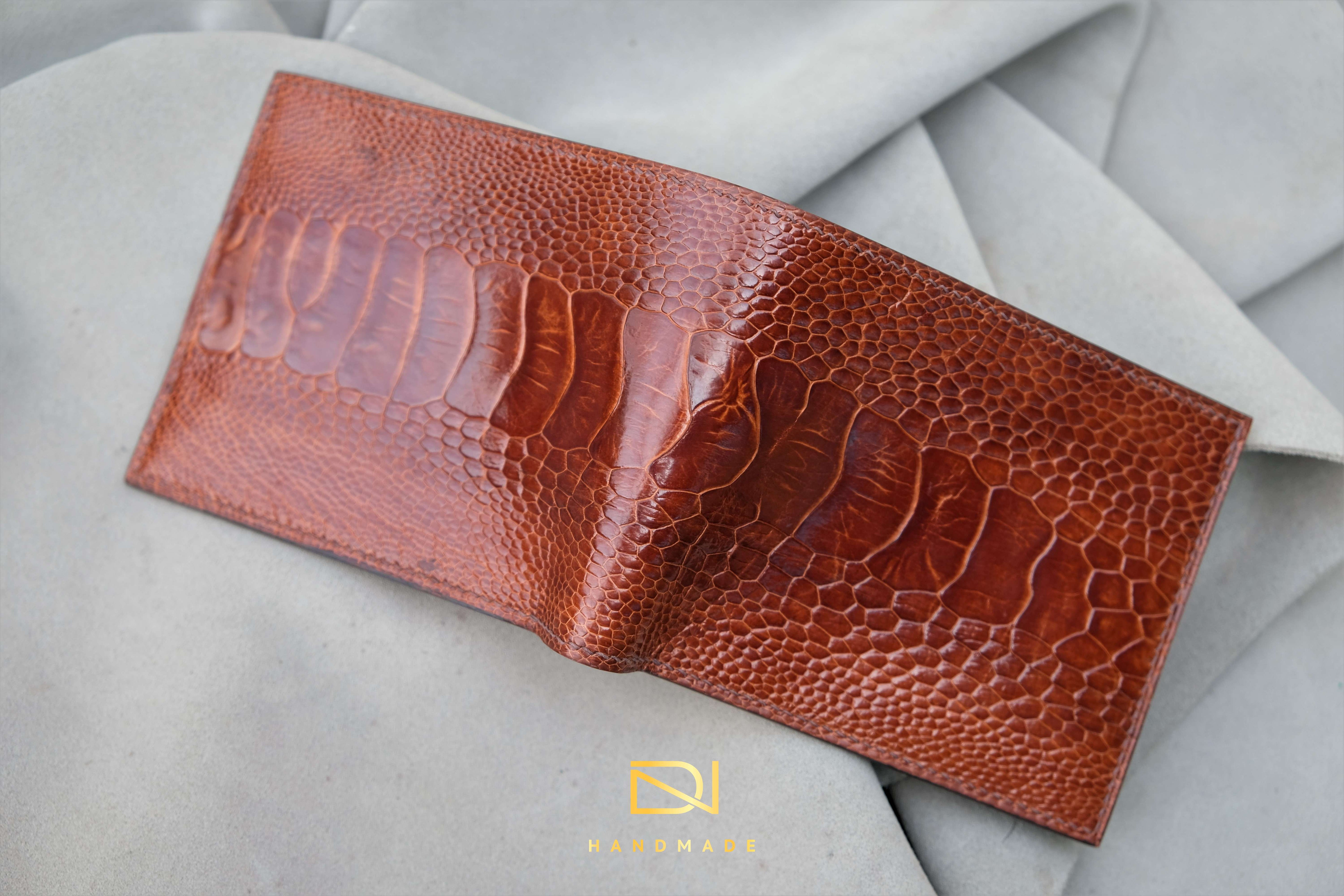 Made-to-Order Brown Ostrich Leather Wallet