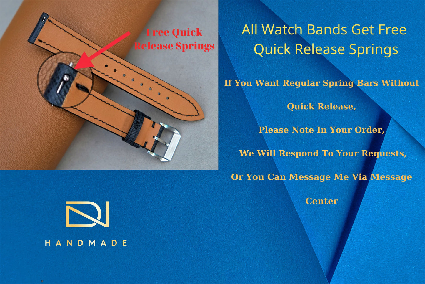 Nubuck Blue Ostrich Leather Watch Strap