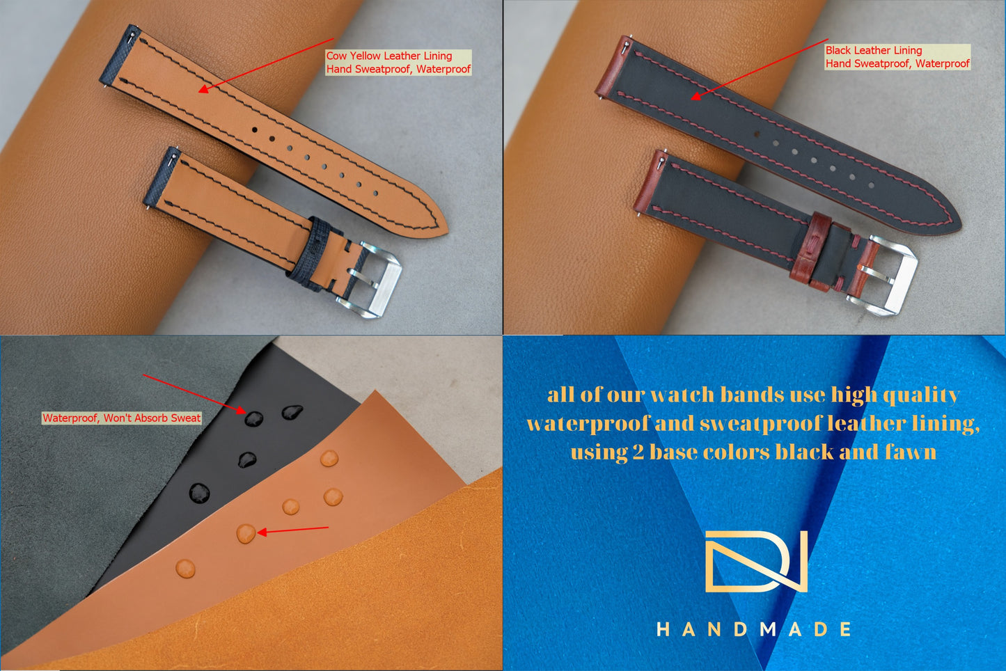 Custom Orange Toad Leather Watch Strap