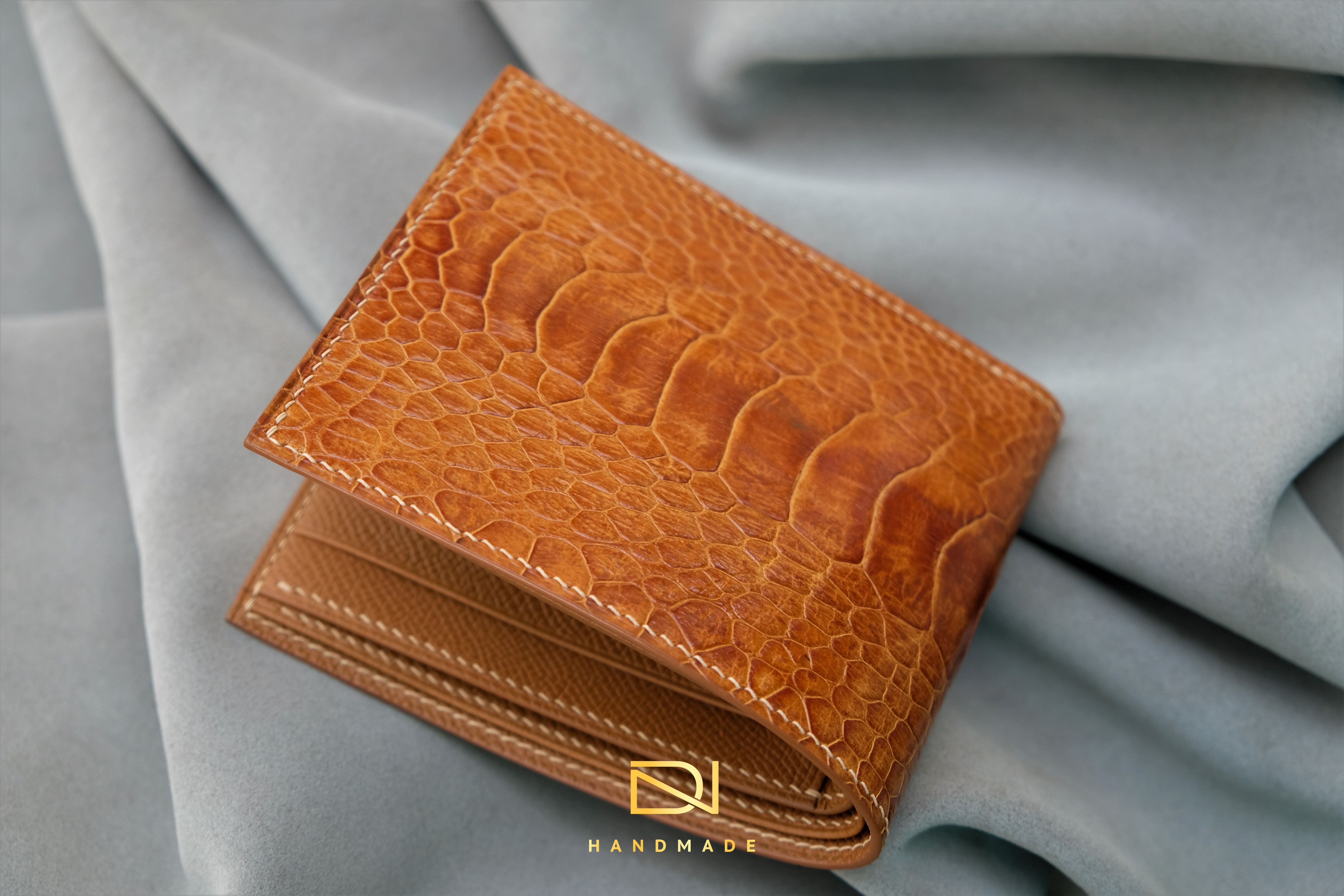 Made-to-Order Ostrich Leather Wallet Gold